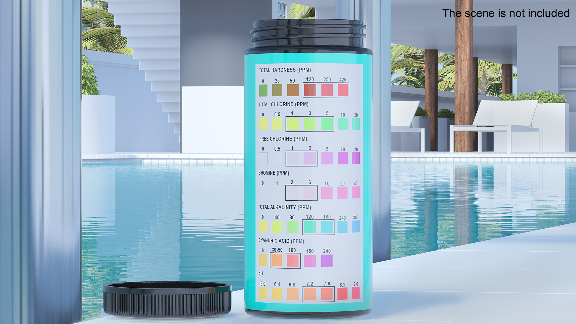 Water Softener Test Strips Jar Opened 3D