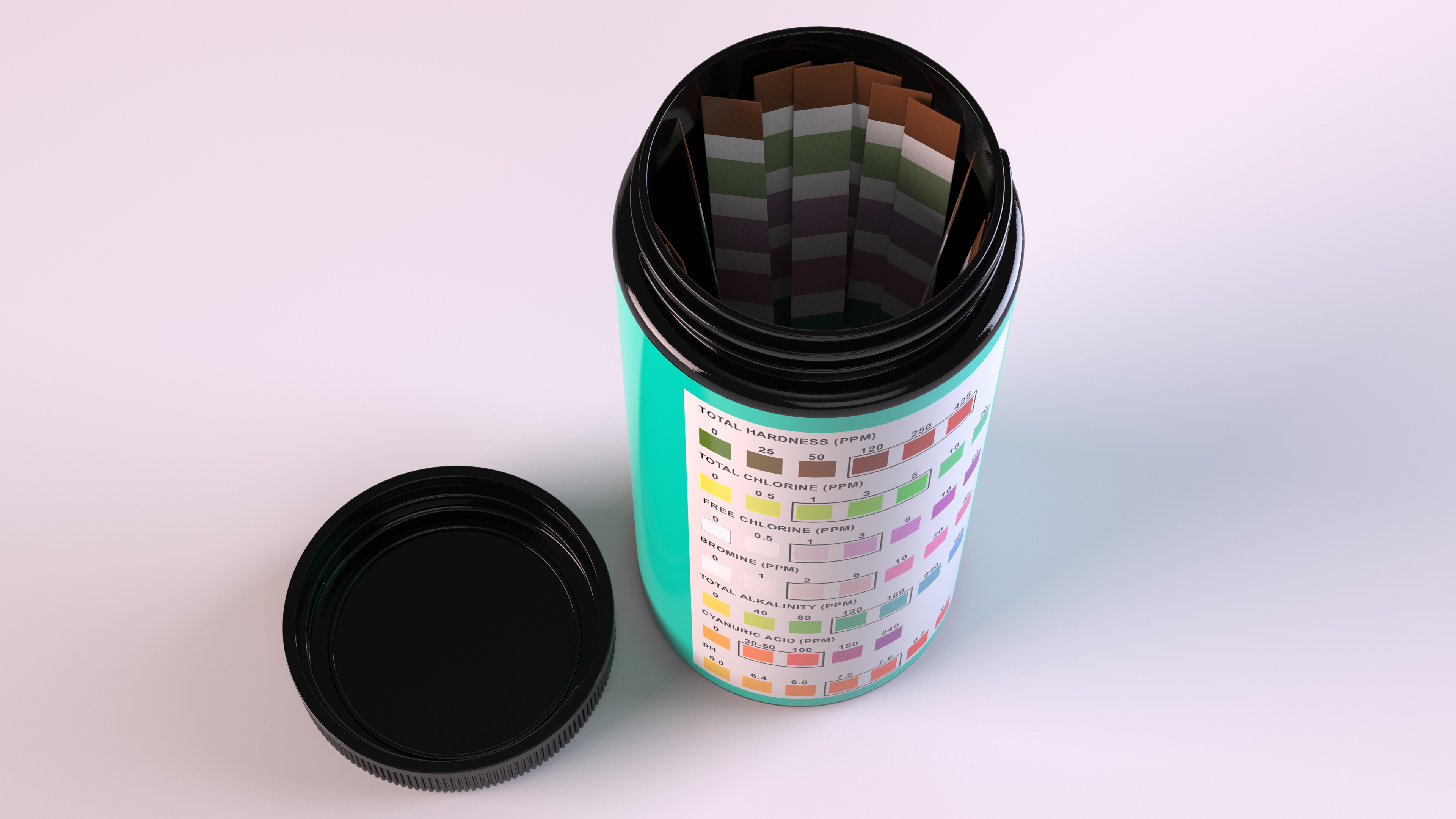 Water Softener Test Strips Jar Opened 3D