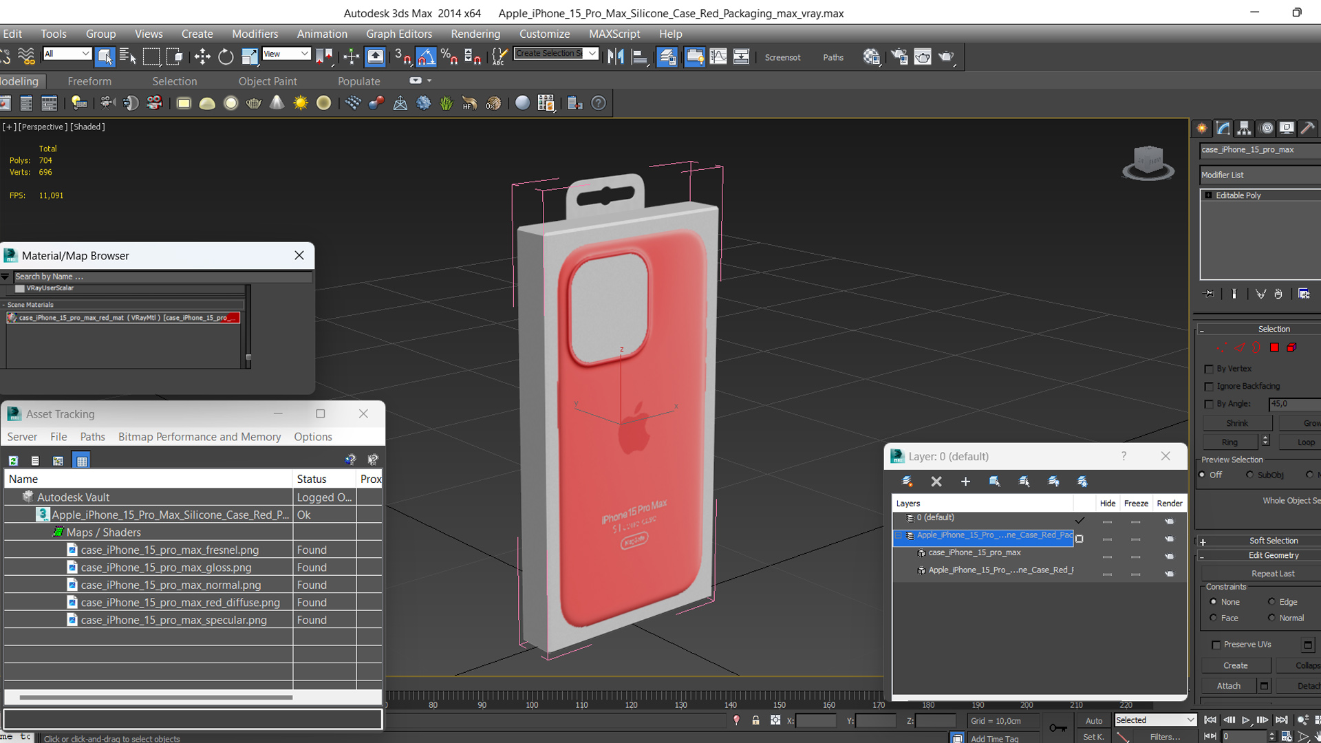3D Apple iPhone 15 Pro Max Silicone Case Red Packaging