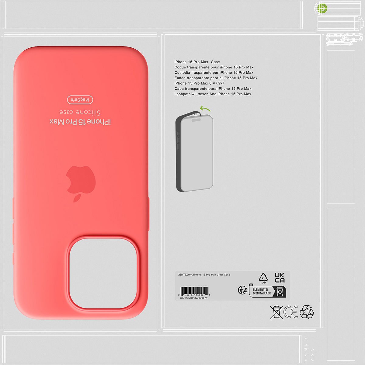 3D Apple iPhone 15 Pro Max Silicone Case Red Packaging