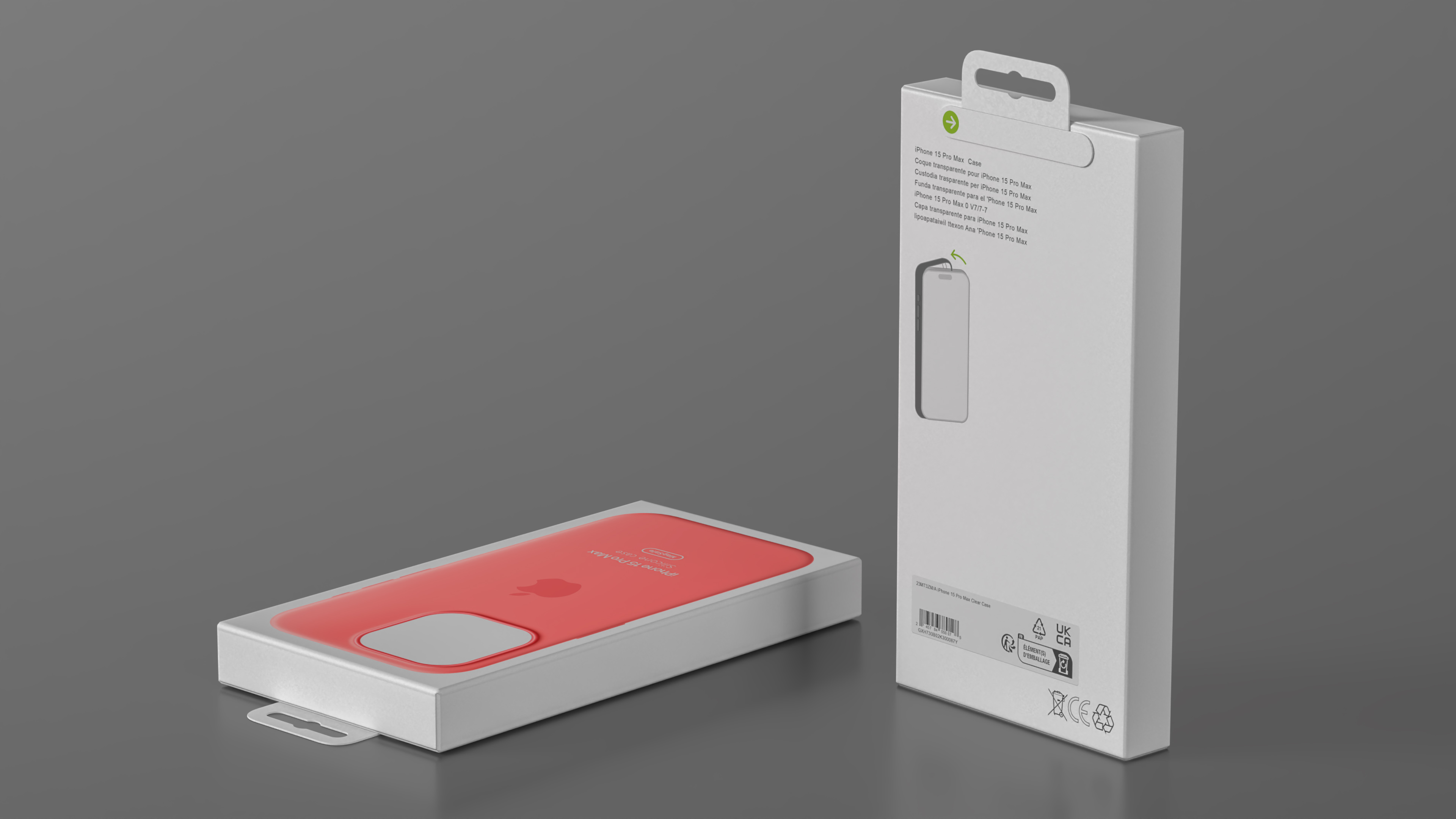 3D Apple iPhone 15 Pro Max Silicone Case Red Packaging