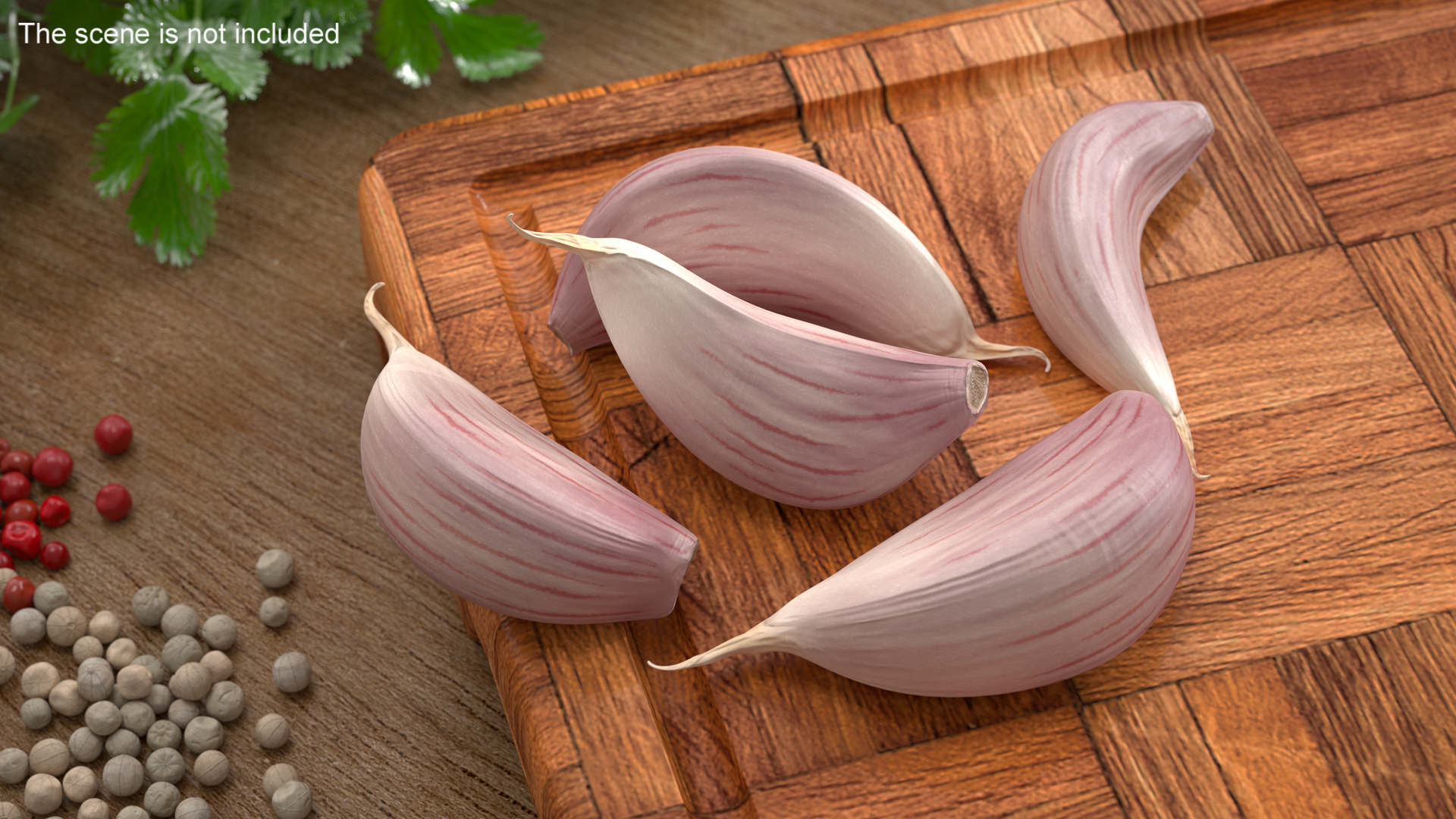 Five Garlic Cloves White 3D model