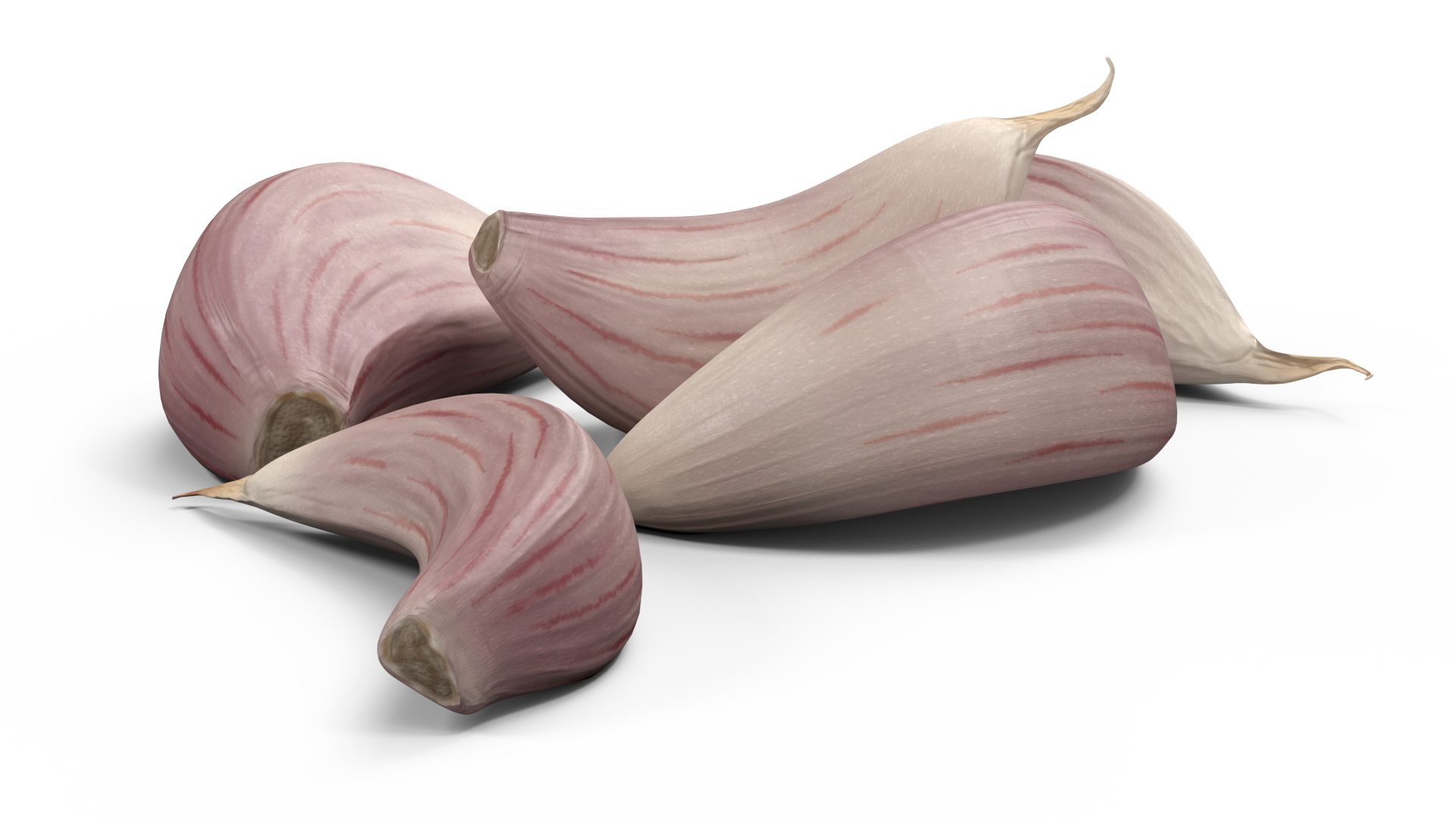 Five Garlic Cloves White 3D model
