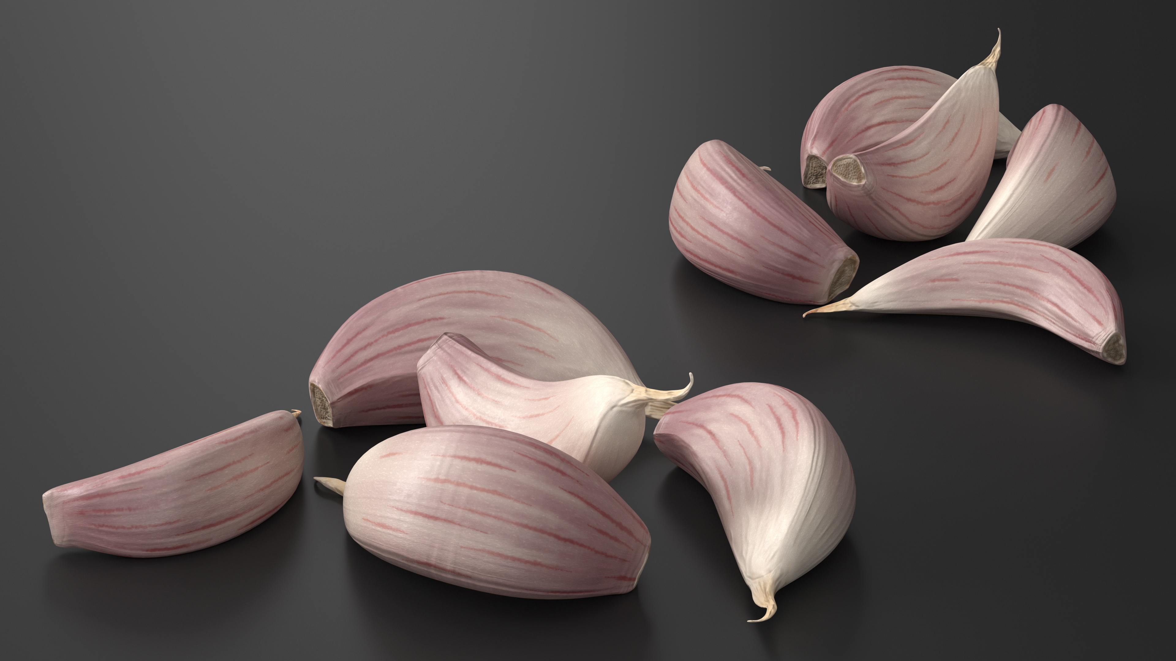 Five Garlic Cloves White 3D model