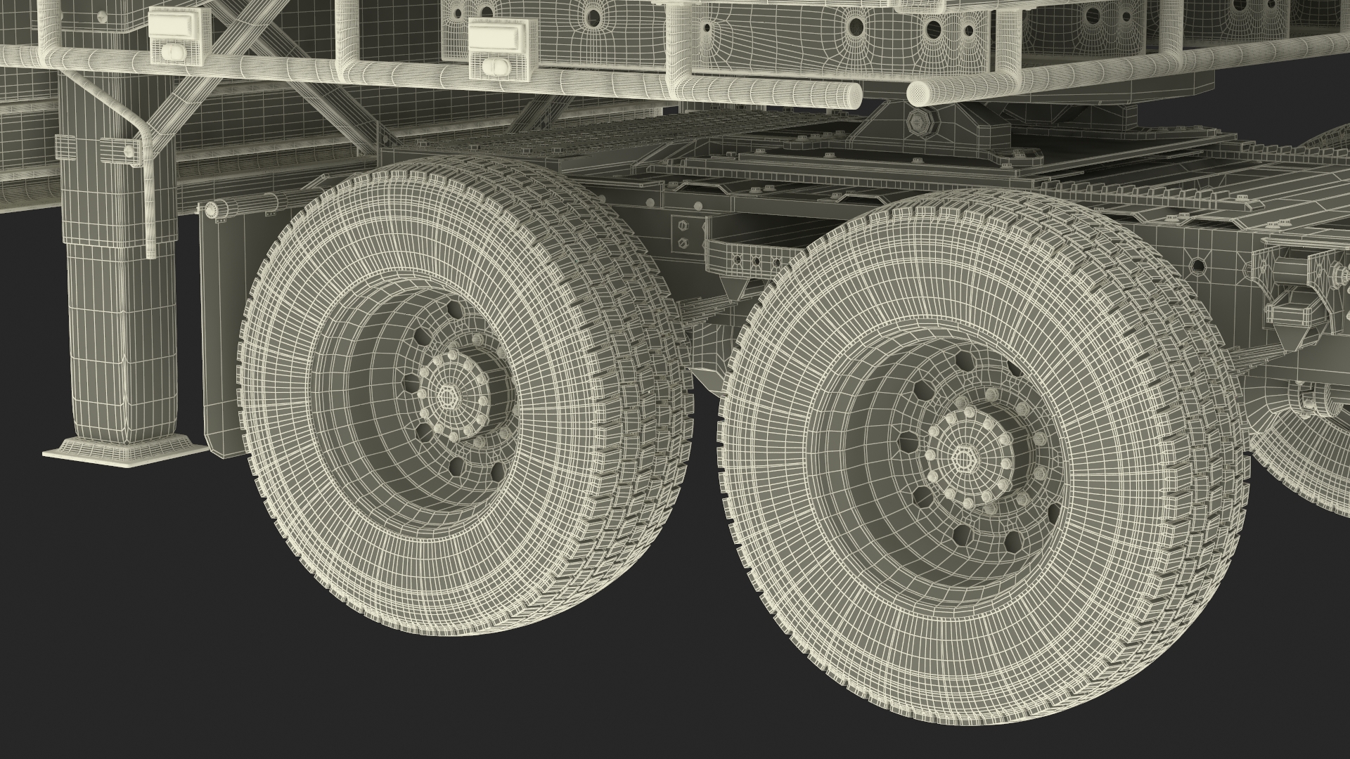 3D Semi Truck with Flatbed Trailer