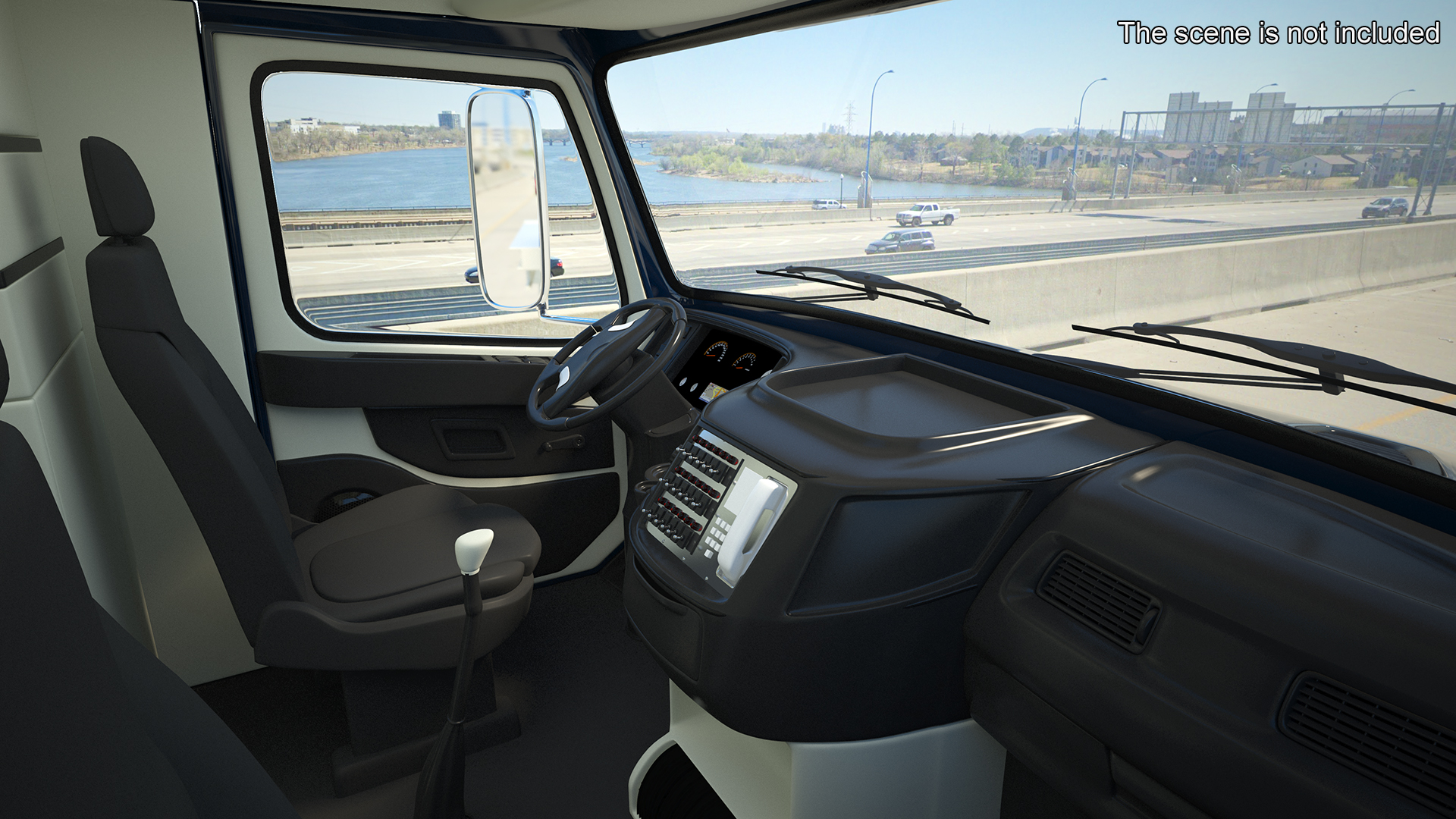 3D Semi Truck with Flatbed Trailer