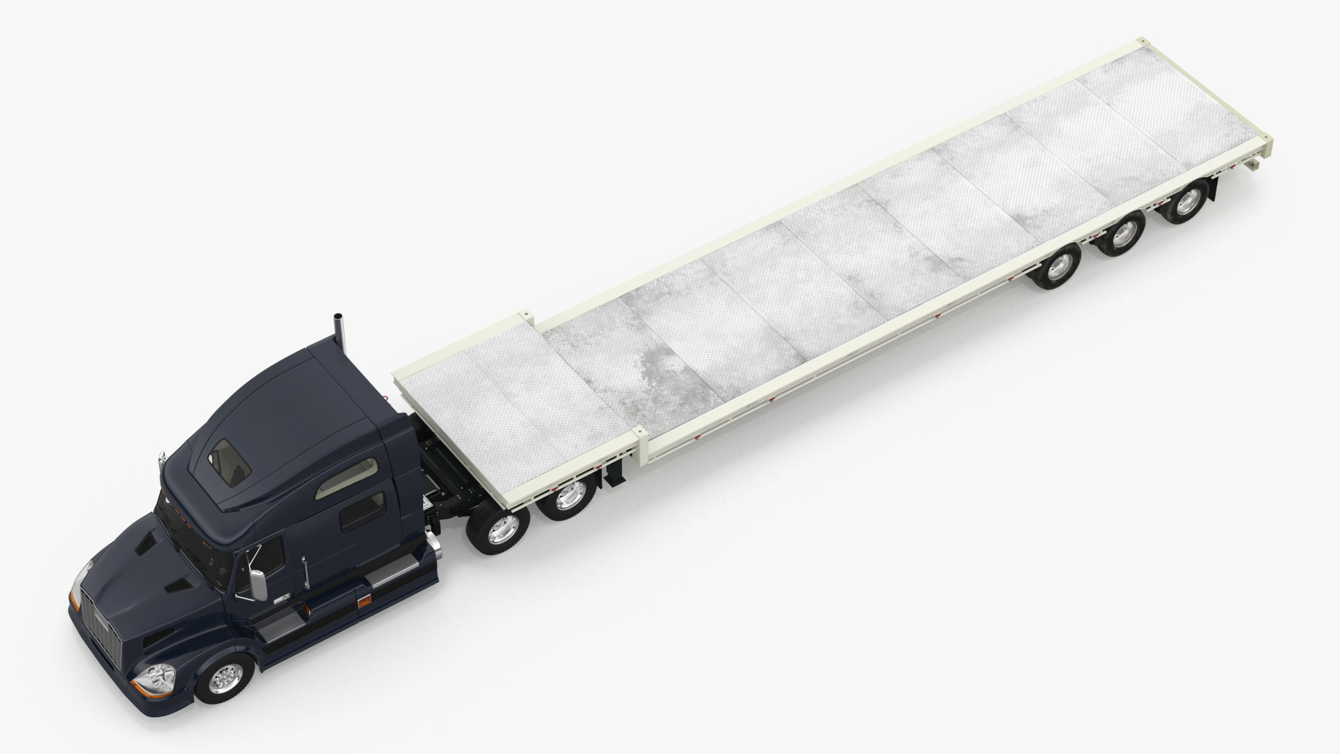 3D Semi Truck with Flatbed Trailer
