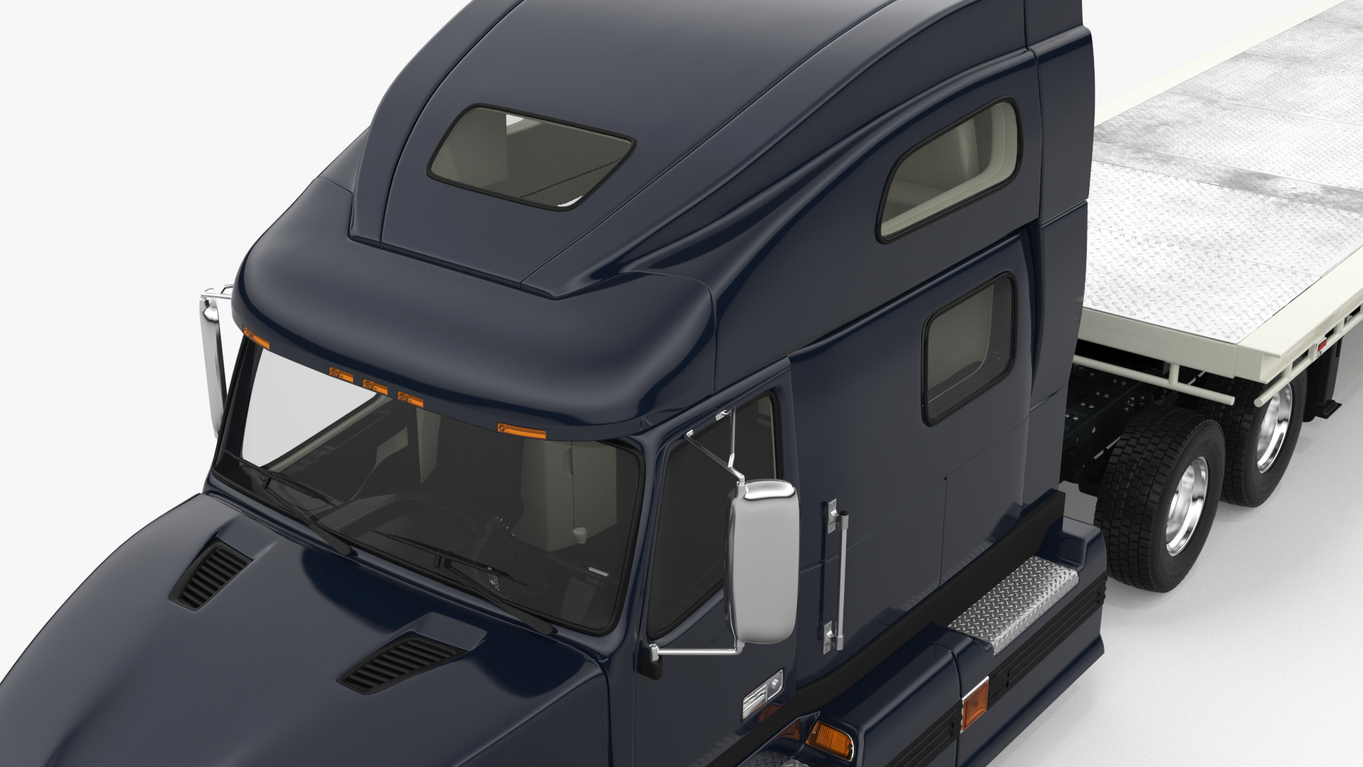 3D Semi Truck with Flatbed Trailer