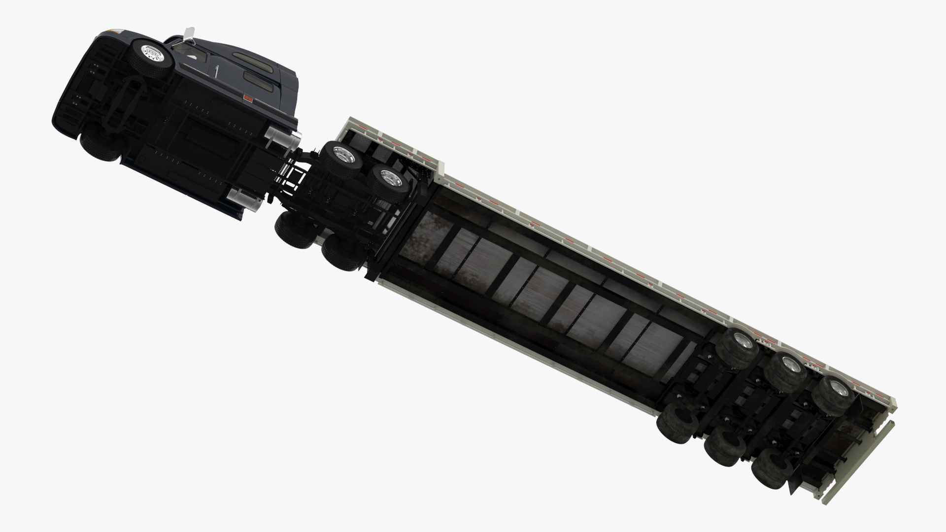 3D Semi Truck with Flatbed Trailer