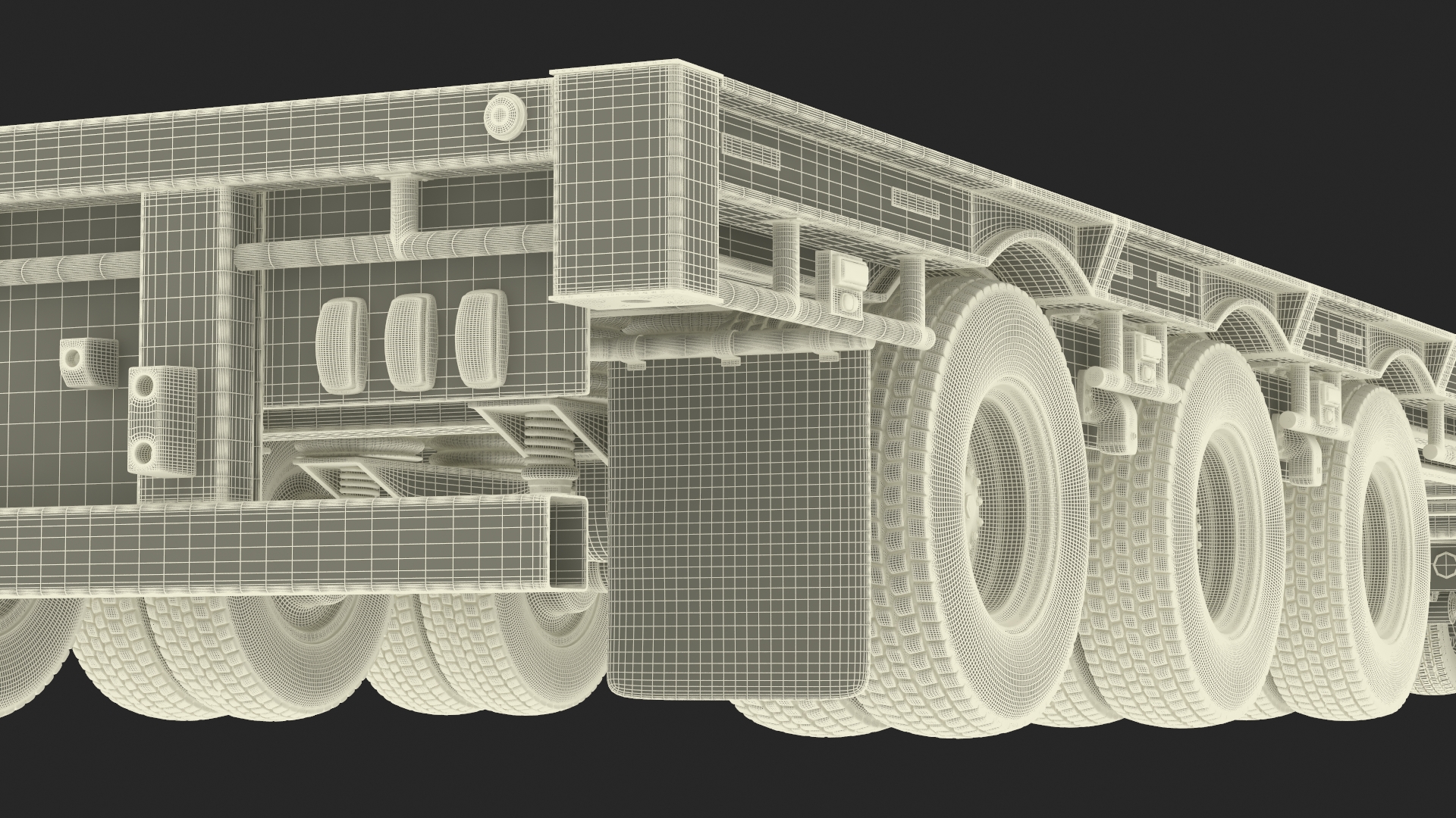 3D Semi Truck with Flatbed Trailer