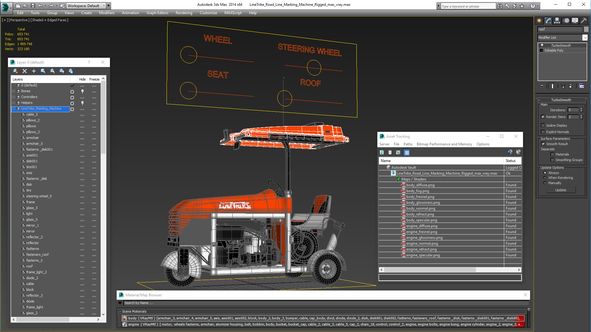 LineTrike Road Line Marking Machine Rigged 3D