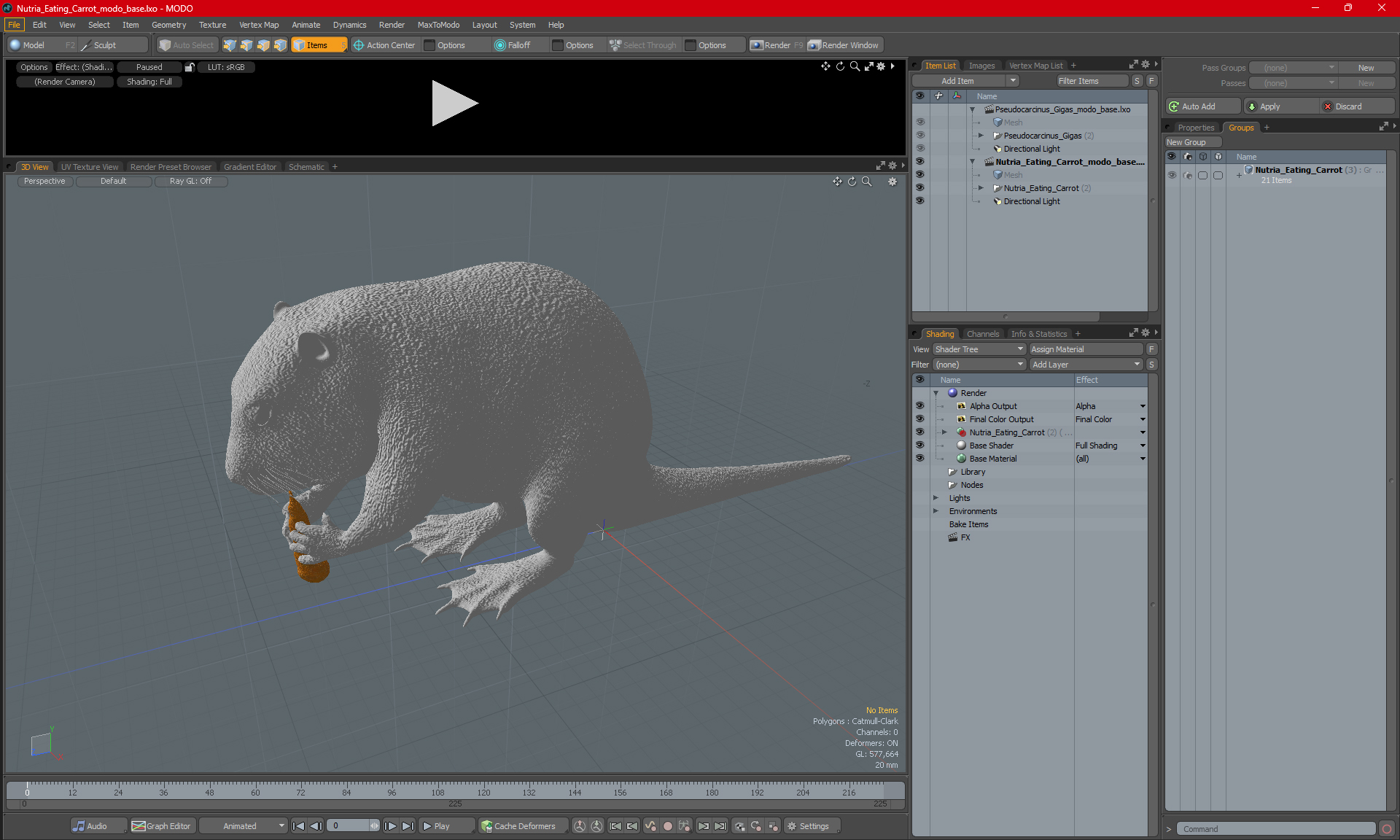 3D model Nutria Eating Carrot