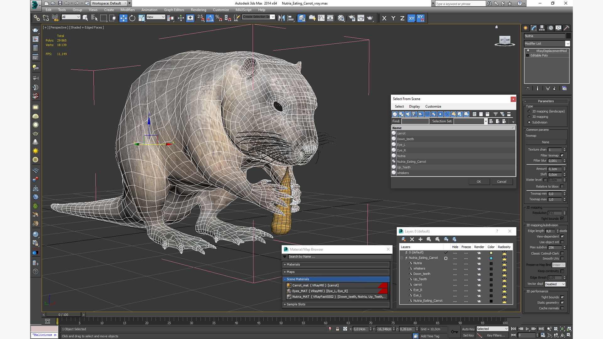 3D model Nutria Eating Carrot
