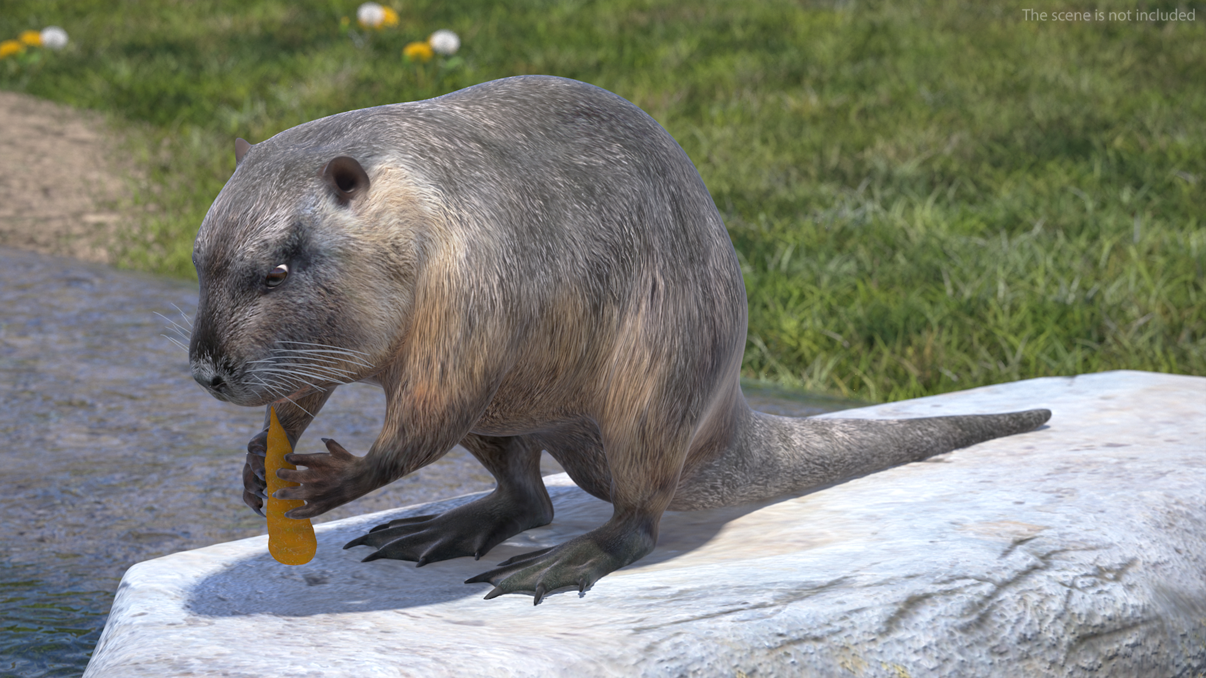 3D model Nutria Eating Carrot
