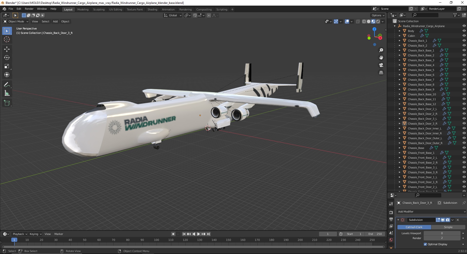 3D Radia Windrunner Cargo Airplane