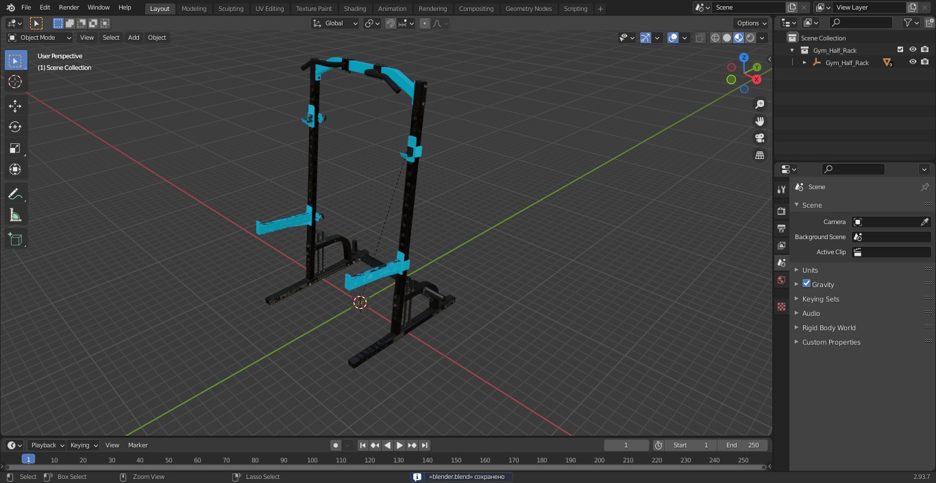 3D Gym Half Rack model