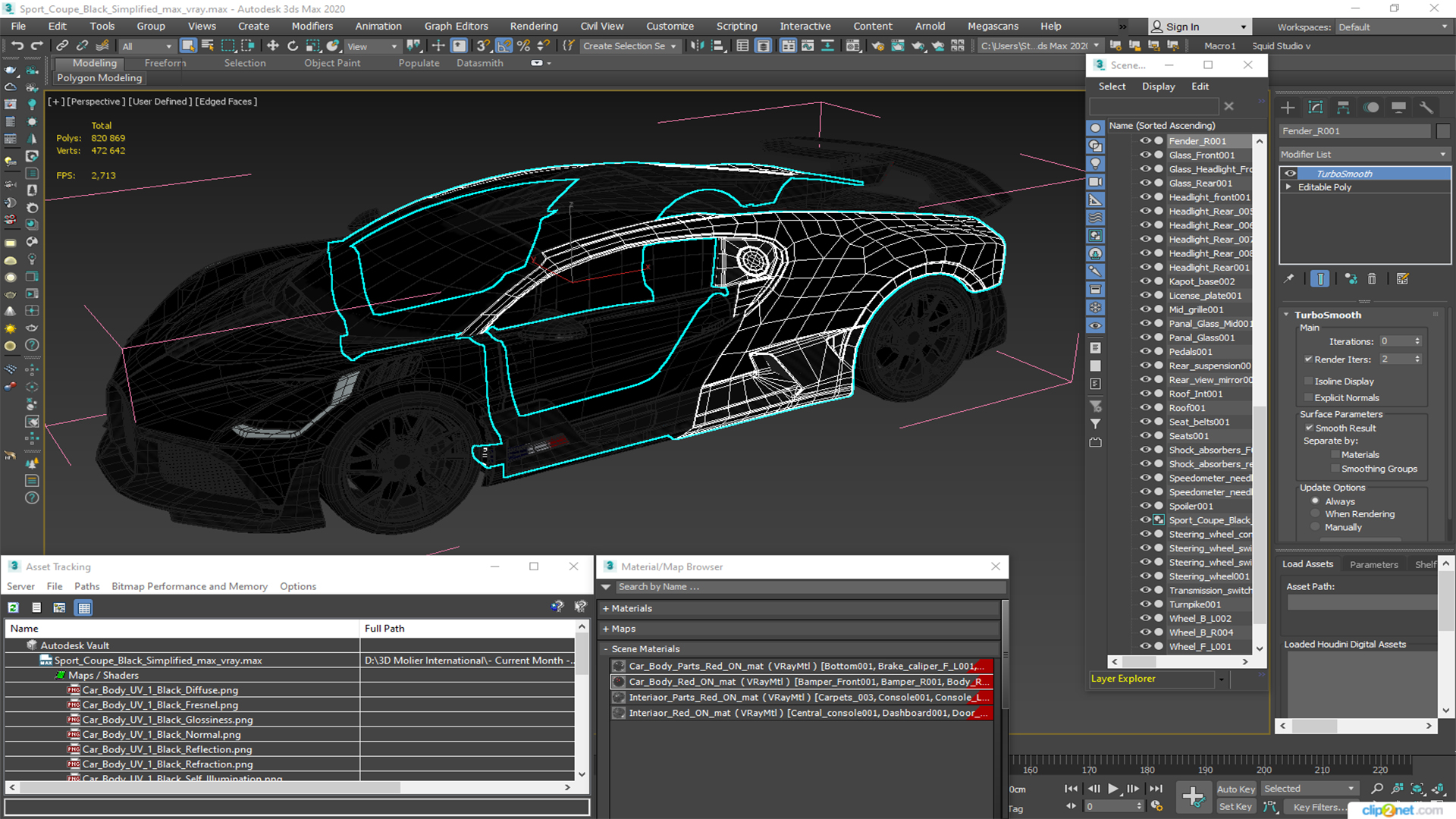 3D Sport Coupe Black Simplified model