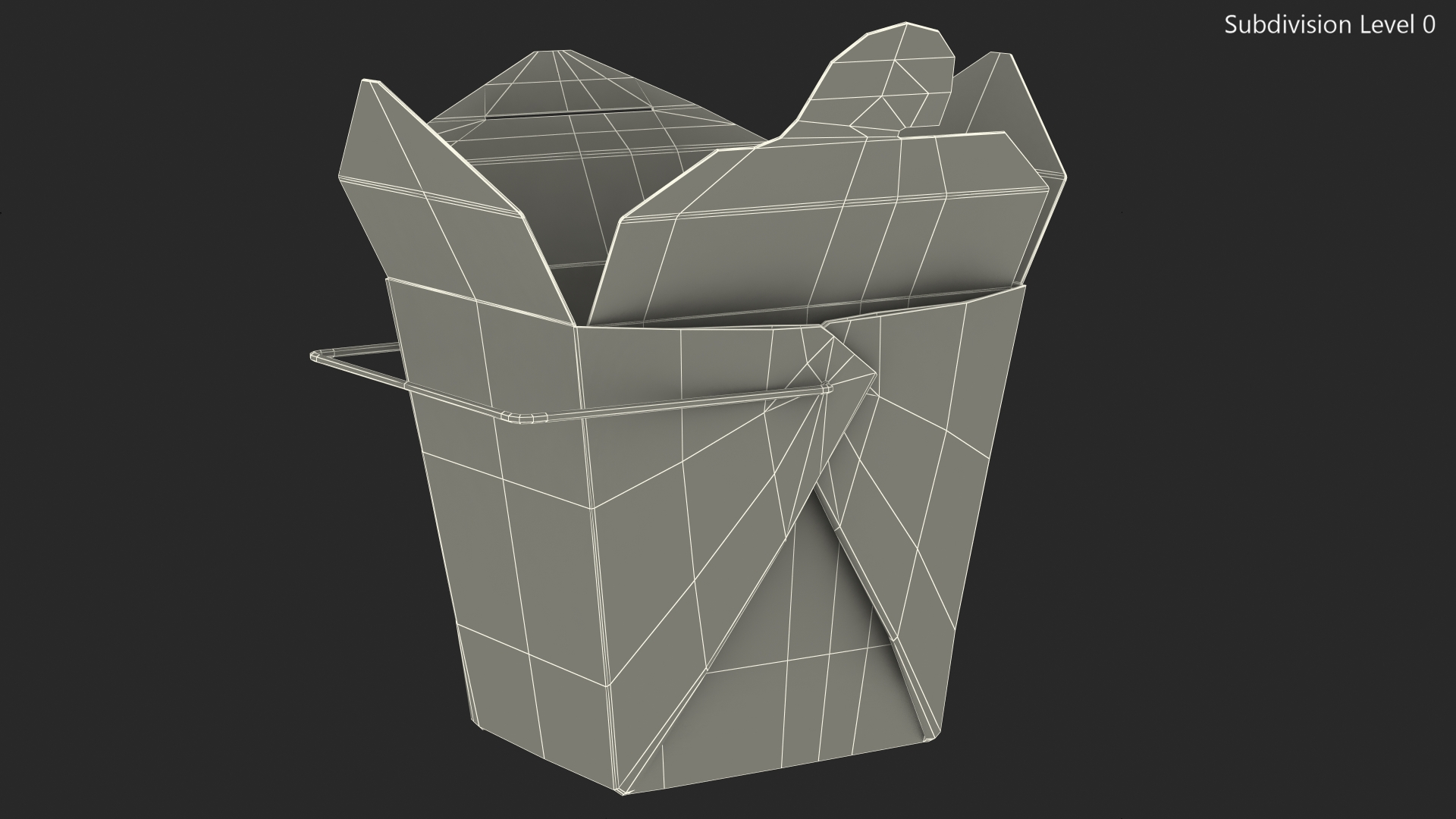 3D Chinese Restaurant Opened Takeout Box 32 Oz model