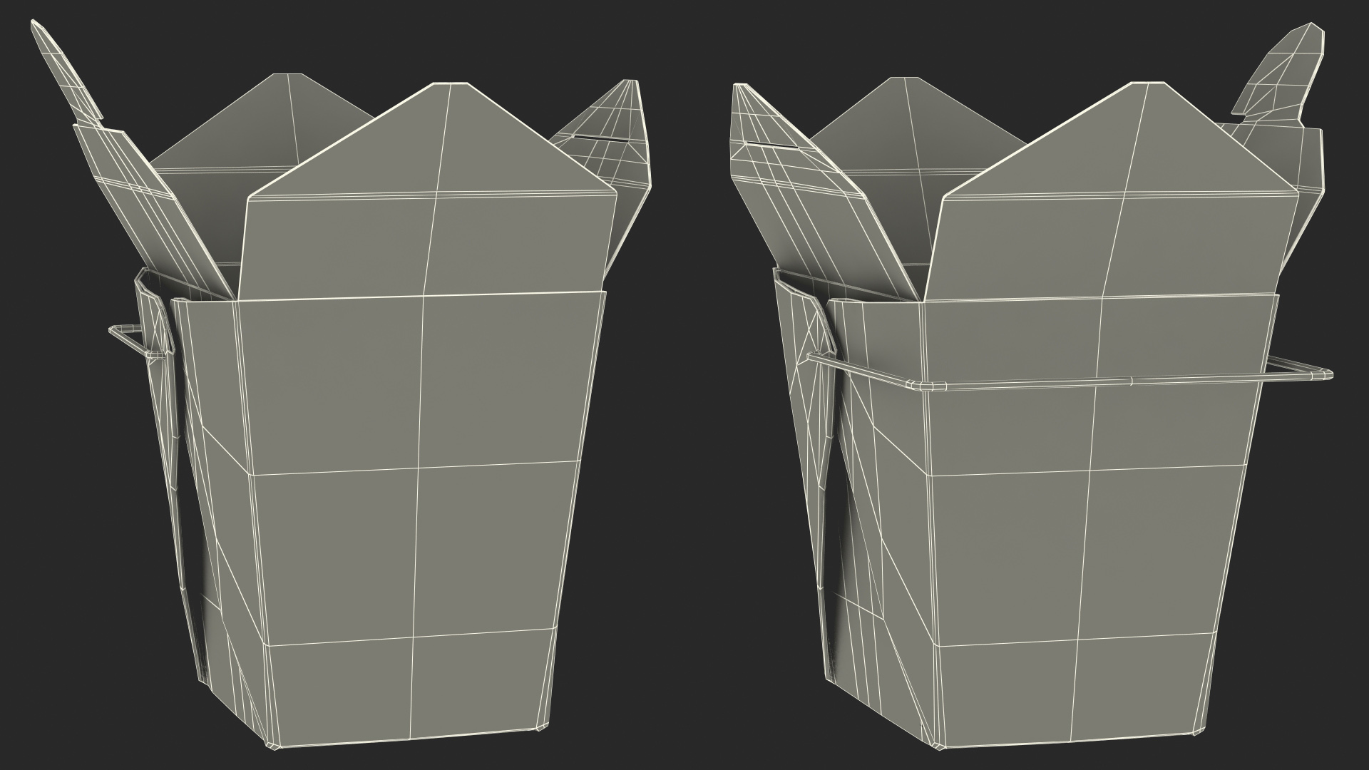 3D Chinese Restaurant Opened Takeout Box 32 Oz model