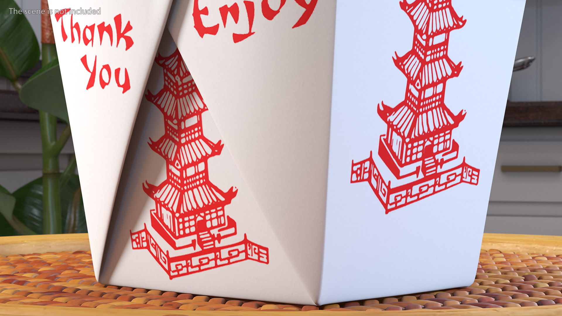 3D Chinese Restaurant Opened Takeout Box 32 Oz model