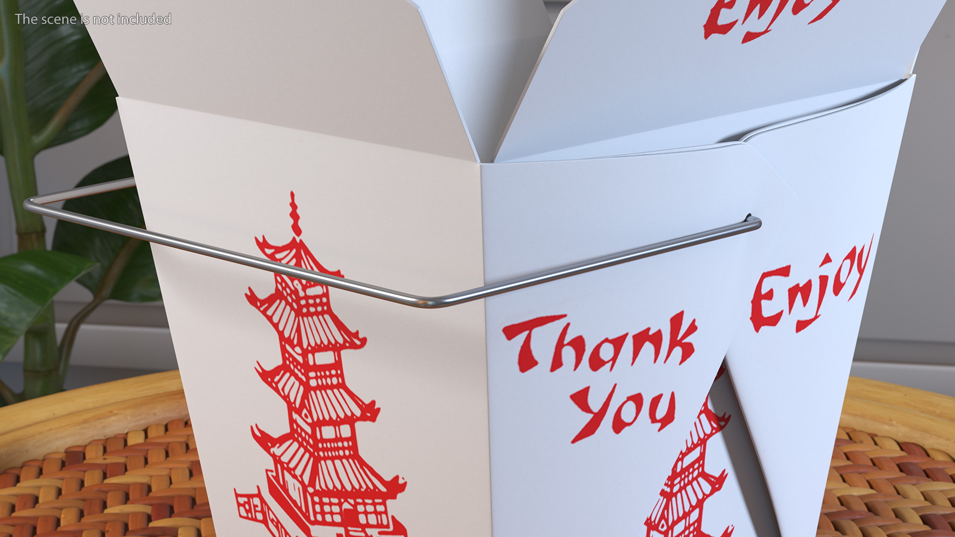 3D Chinese Restaurant Opened Takeout Box 32 Oz model