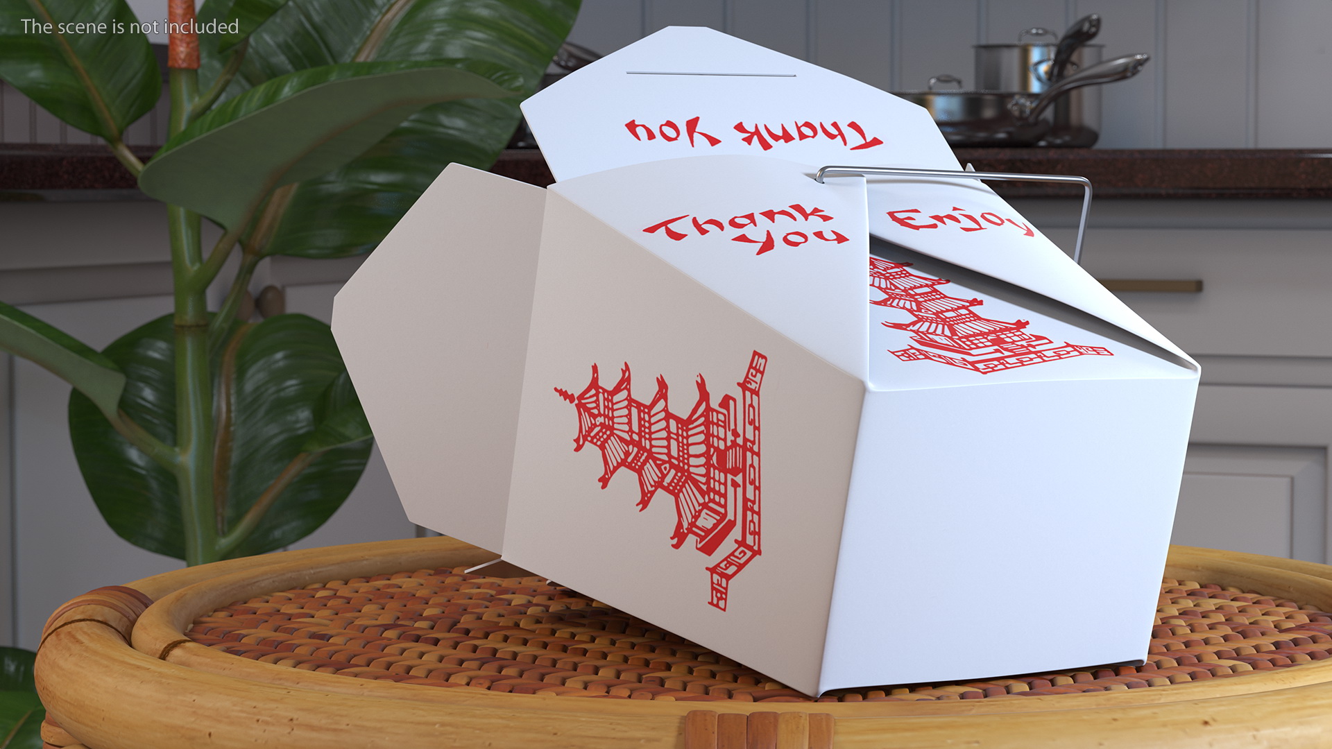 3D Chinese Restaurant Opened Takeout Box 32 Oz model