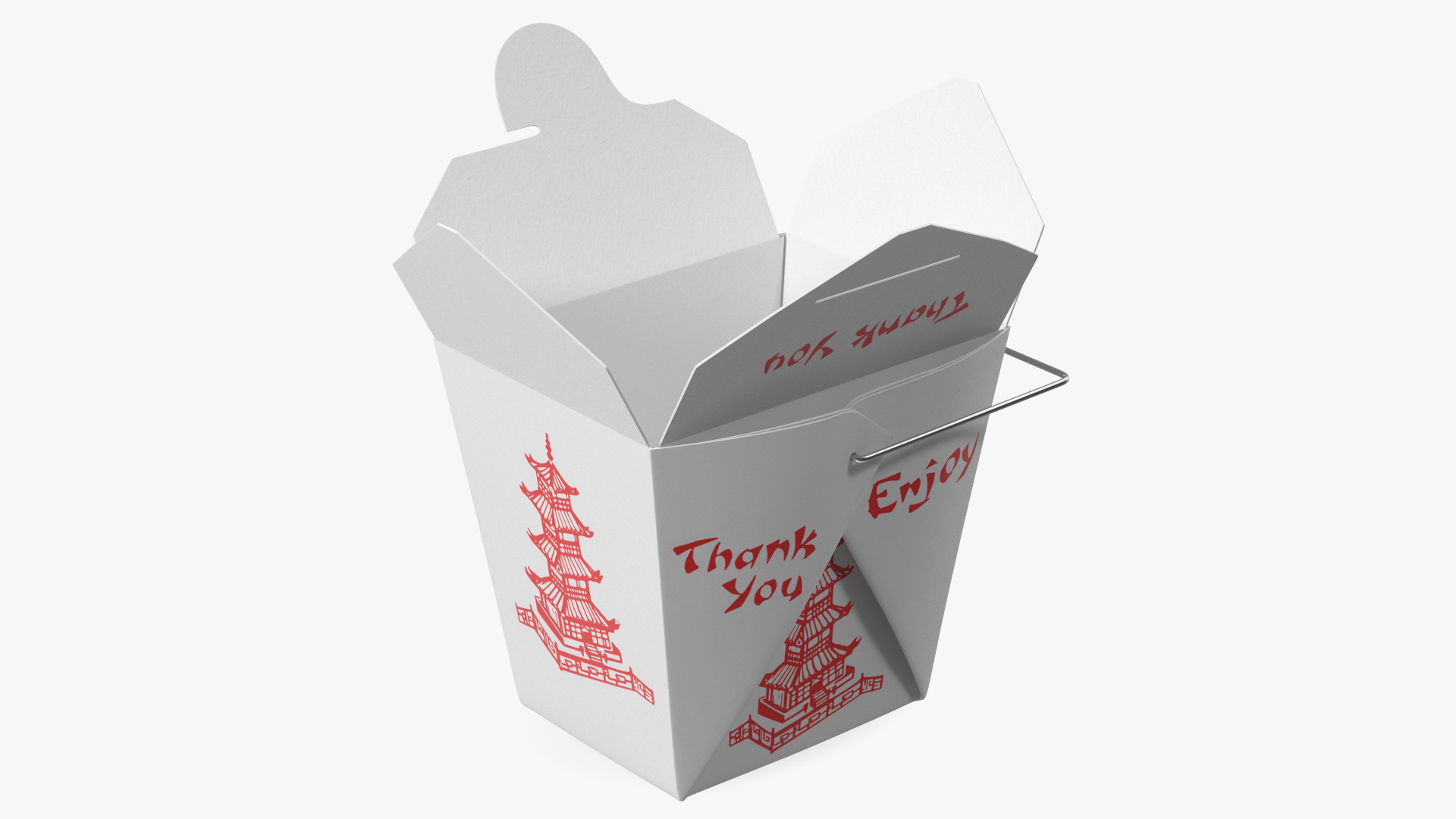 3D Chinese Restaurant Opened Takeout Box 32 Oz model