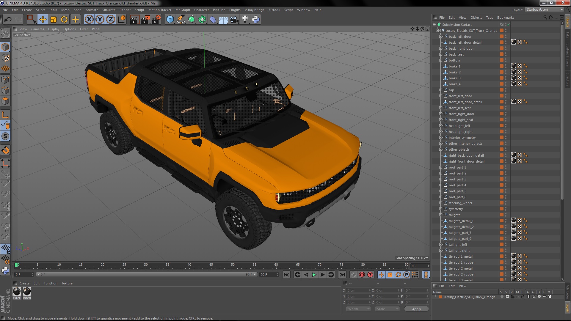 Luxury Electric SUT Truck Orange 3D