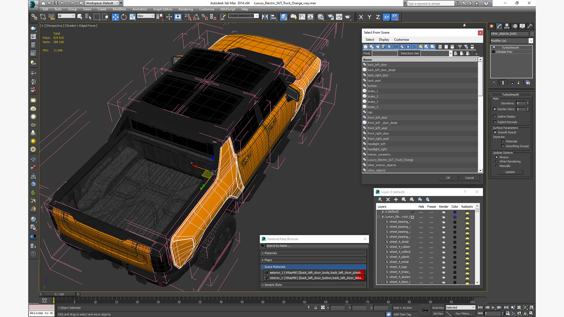 Luxury Electric SUT Truck Orange 3D