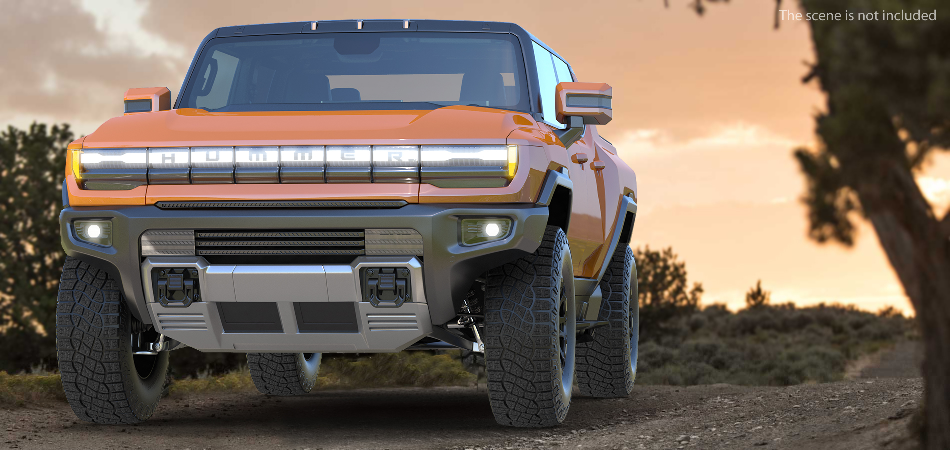 Luxury Electric SUT Truck Orange 3D