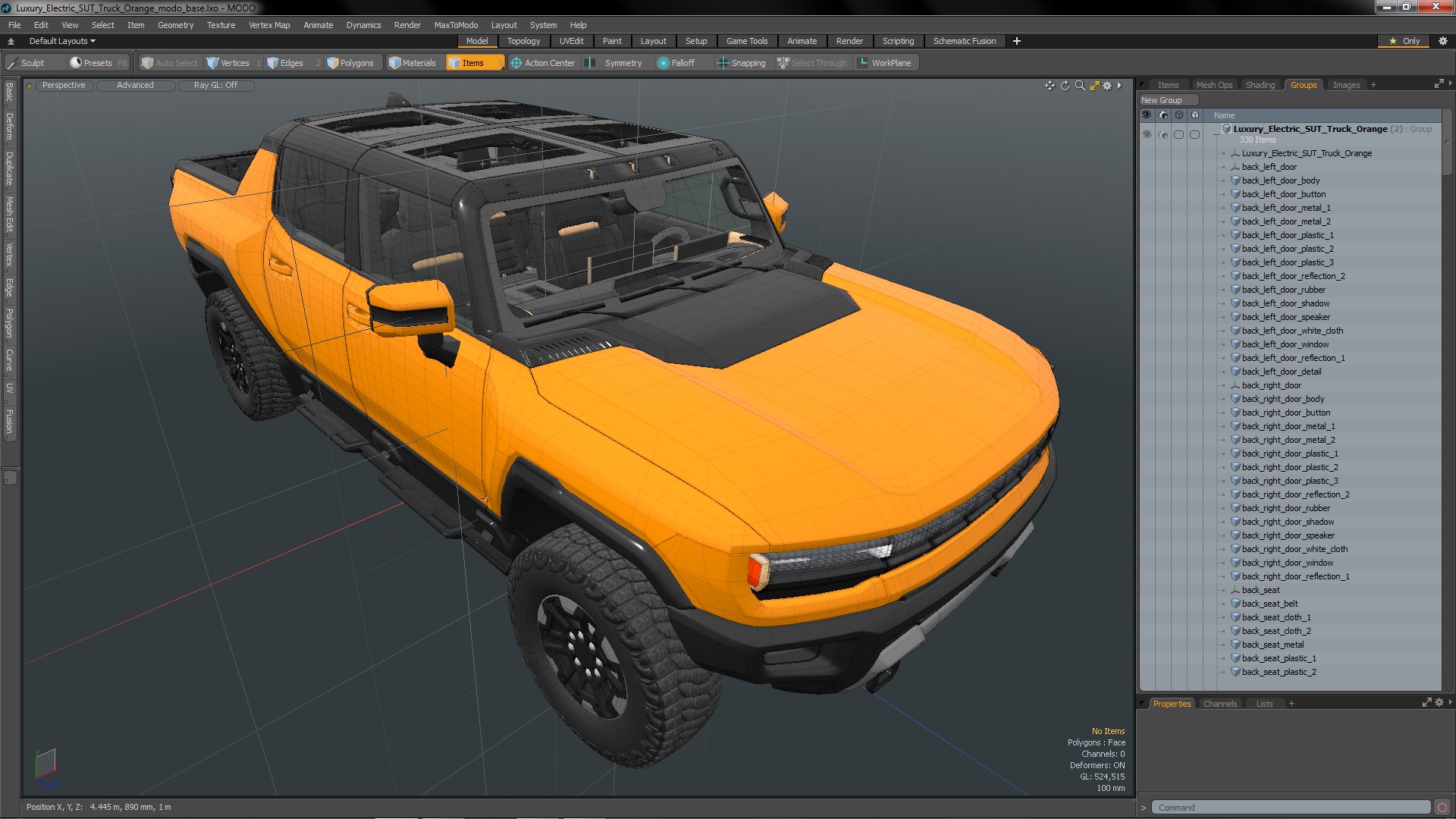 Luxury Electric SUT Truck Orange 3D