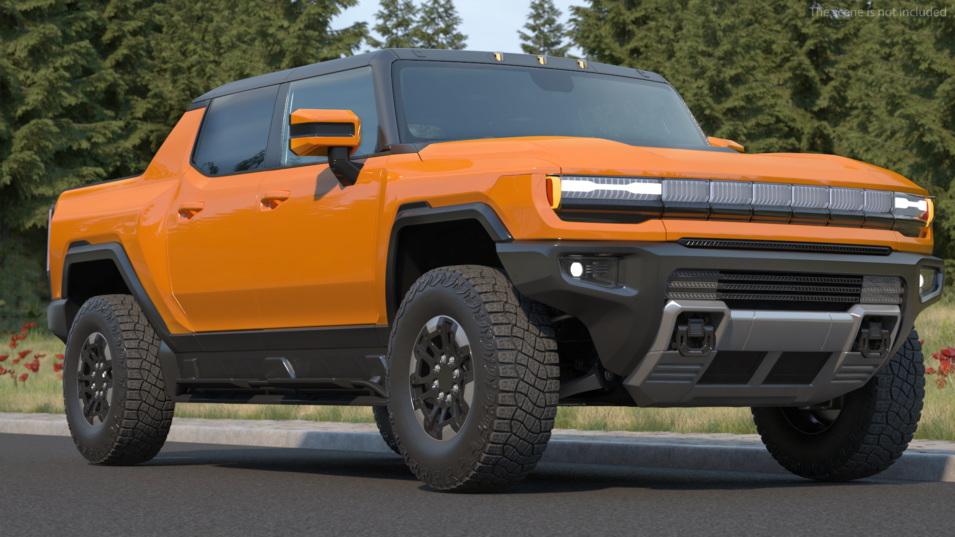 Luxury Electric SUT Truck Orange 3D