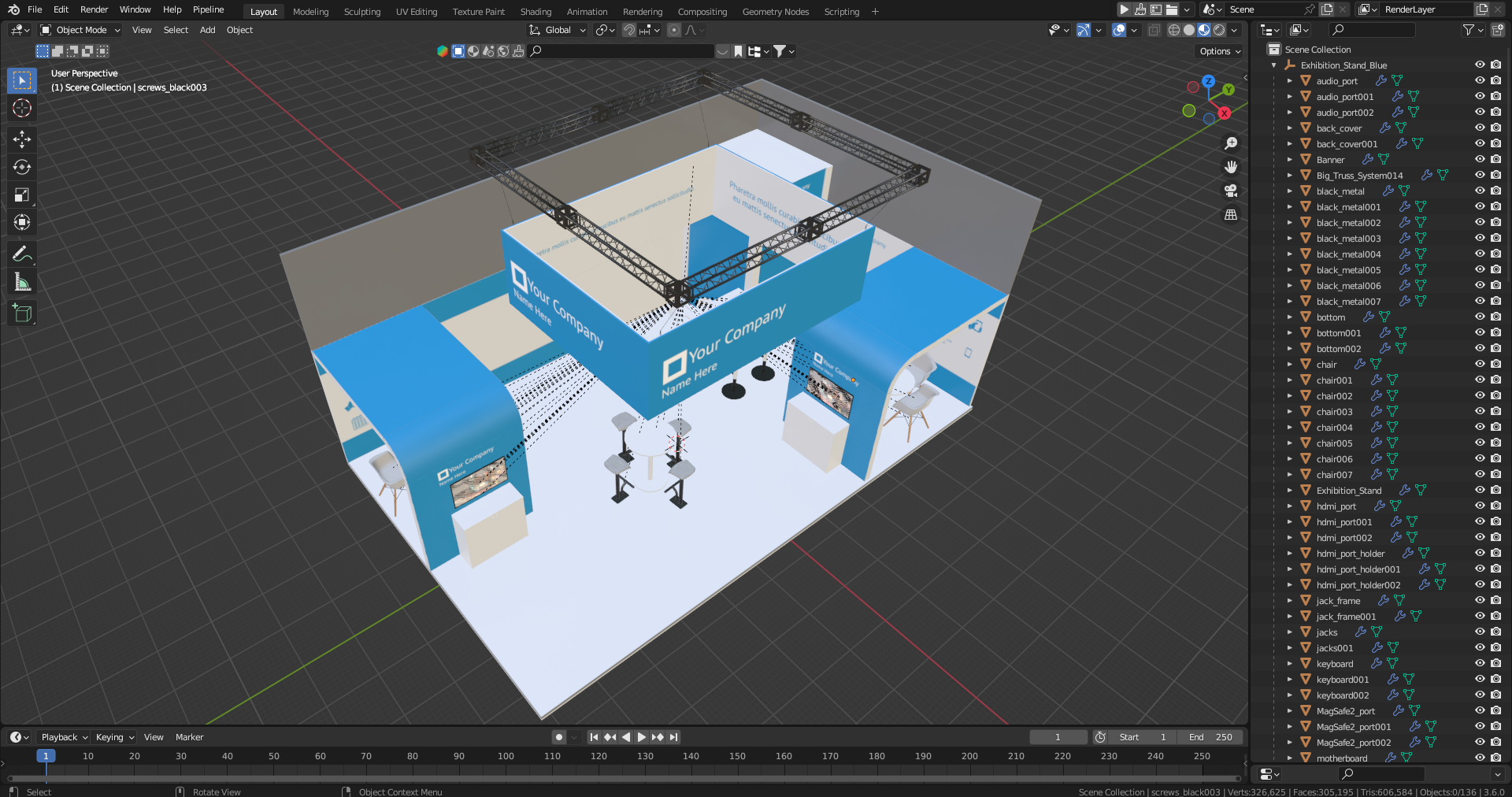 3D Exhibition Stand Blue