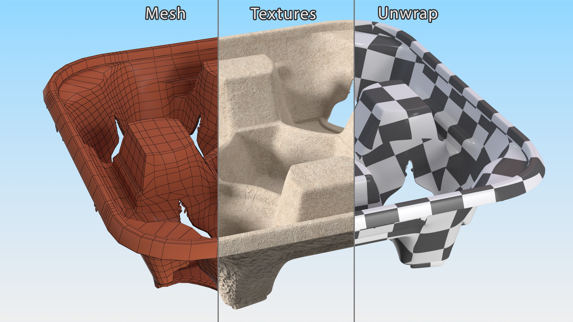 3D model Cardboard Four Cup Holder
