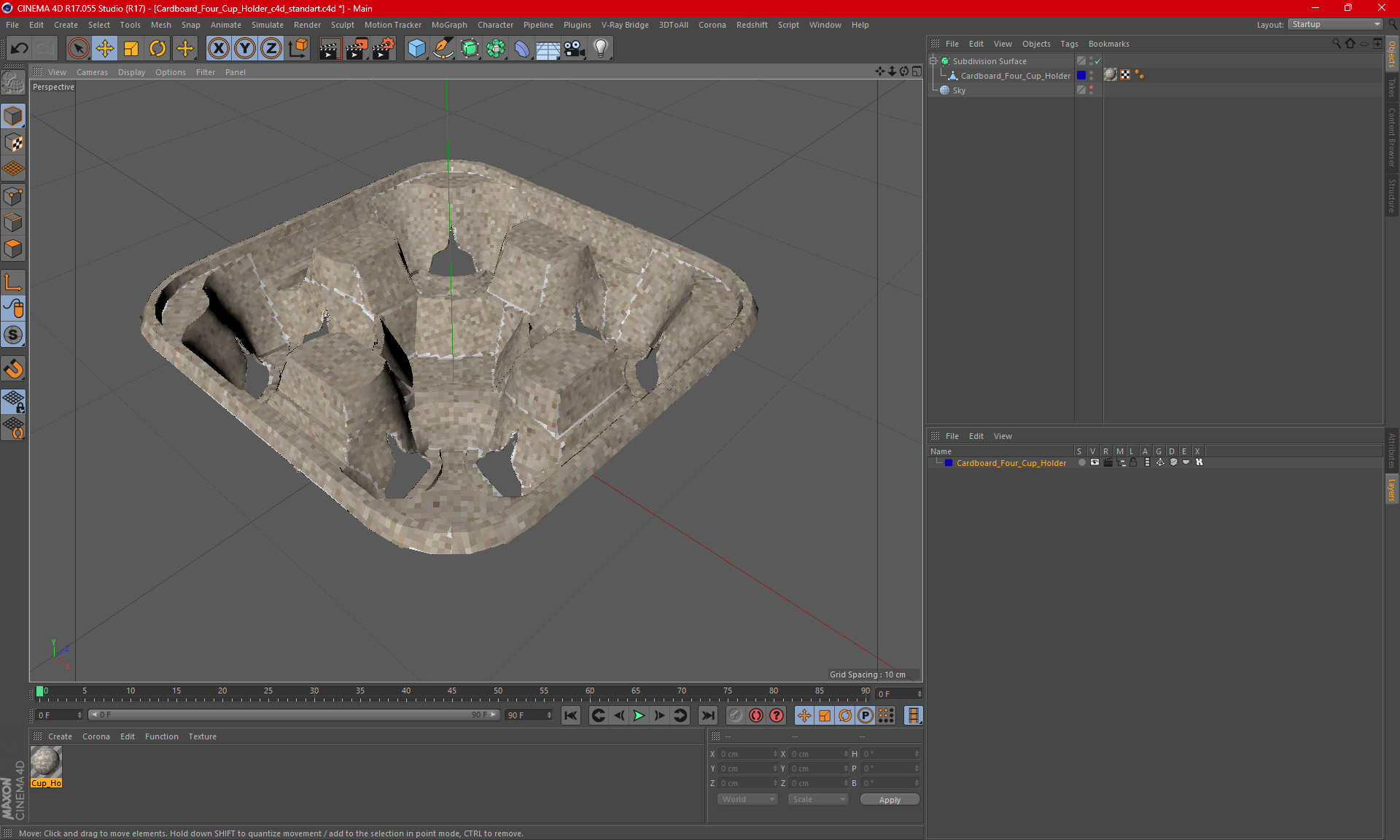 3D model Cardboard Four Cup Holder