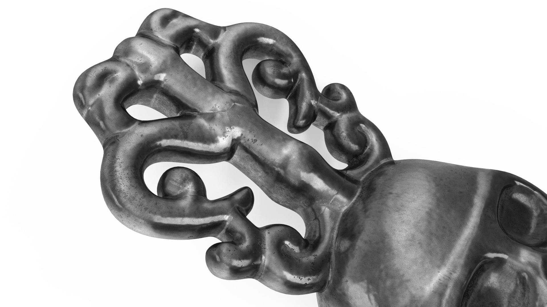 3D model Ornate Skull Gothic Key Silver