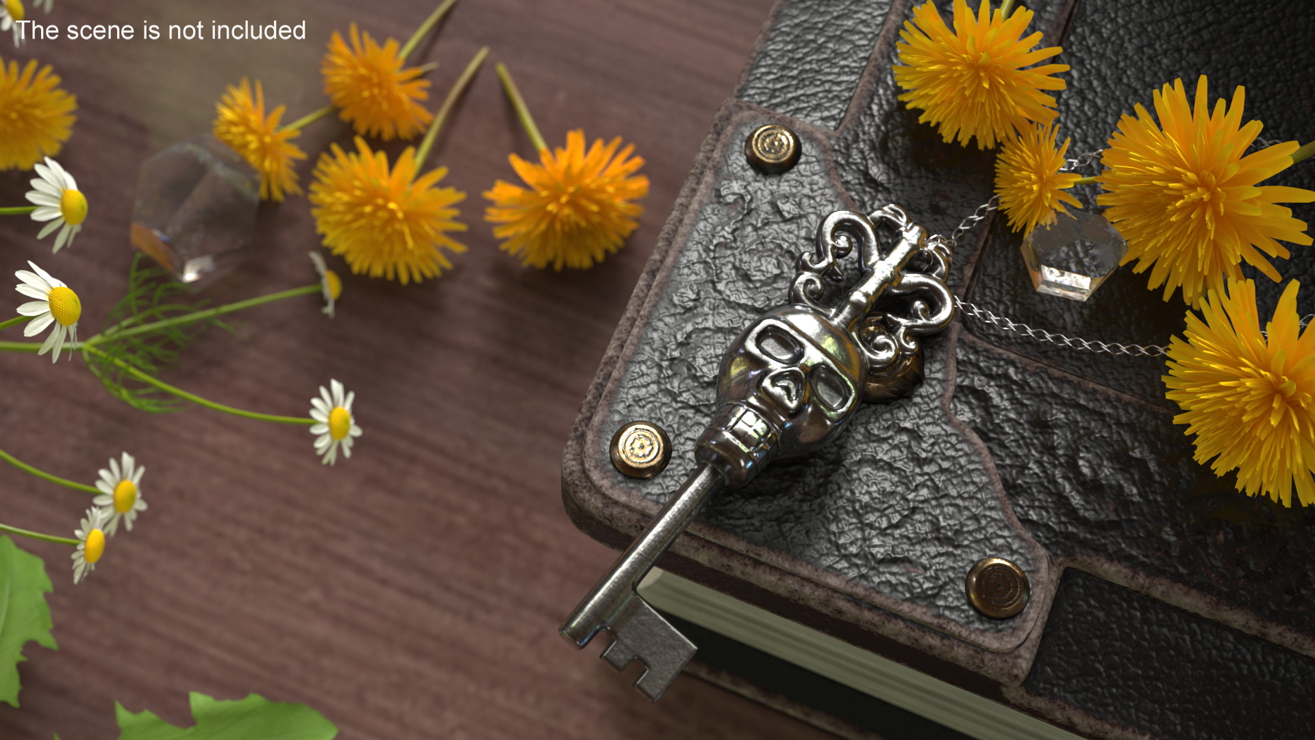 3D model Ornate Skull Gothic Key Silver