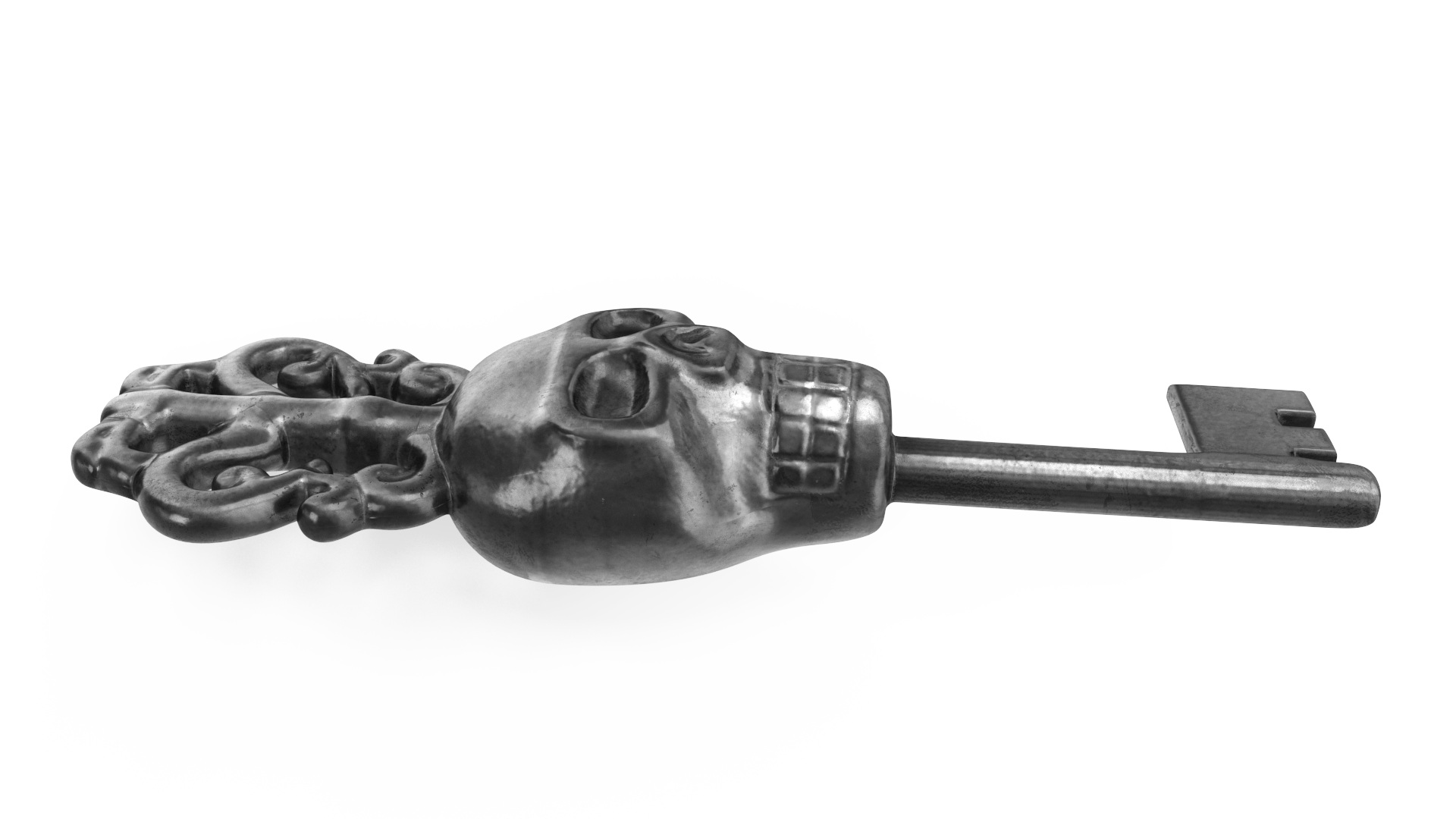3D model Ornate Skull Gothic Key Silver