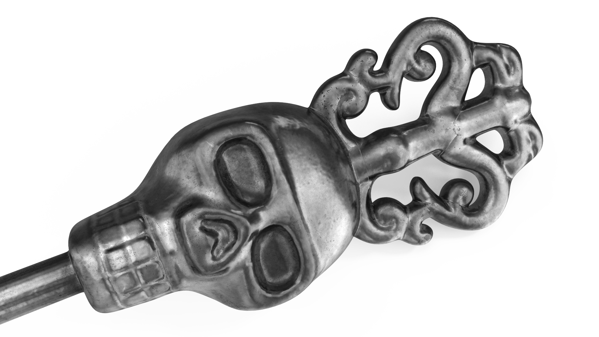 3D model Ornate Skull Gothic Key Silver