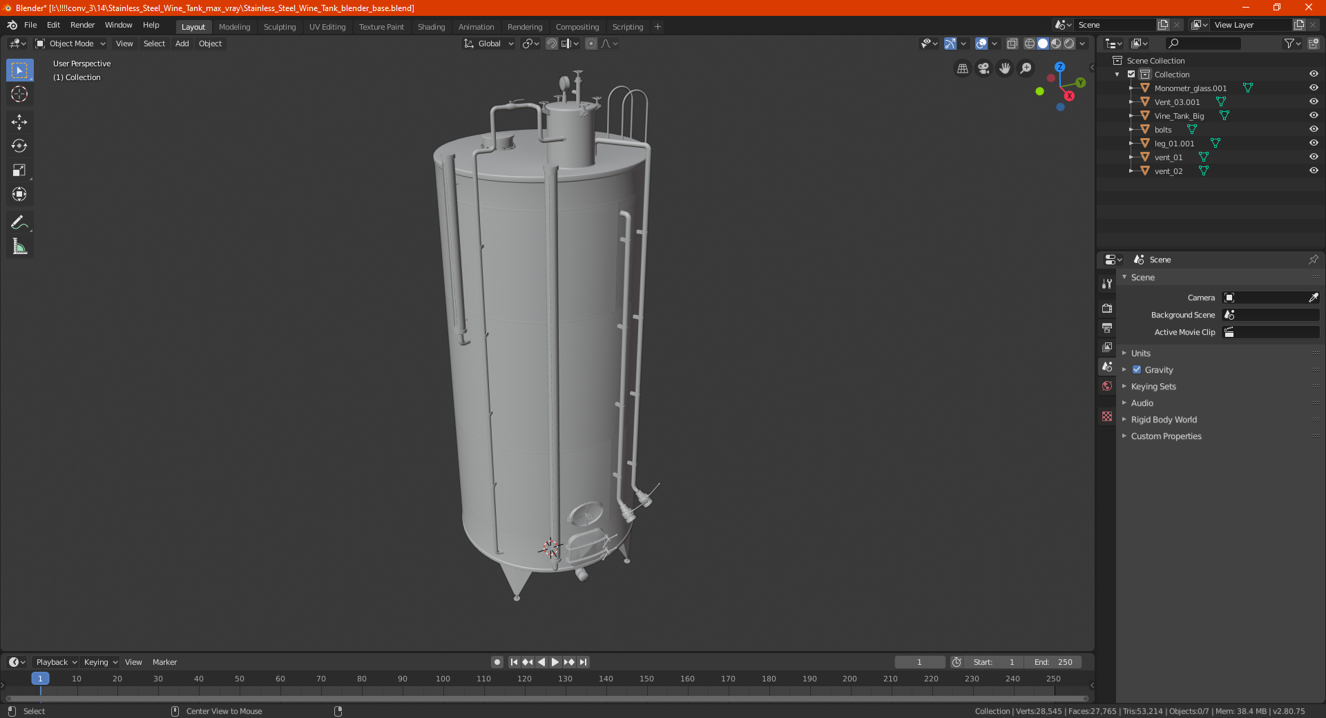 3D model Stainless Steel Wine Tank
