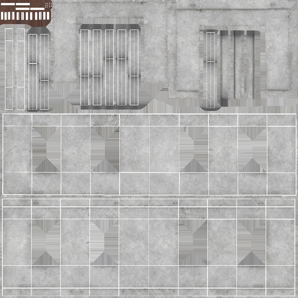 Concrete Panel with Windows Long 3D