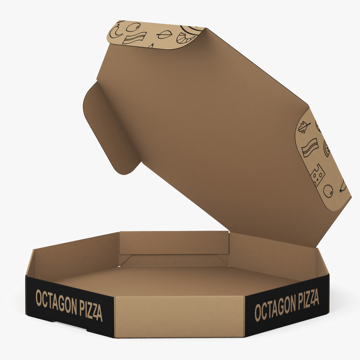 Craft Paper Pizza Box Octagonal Rigged for Maya 3D