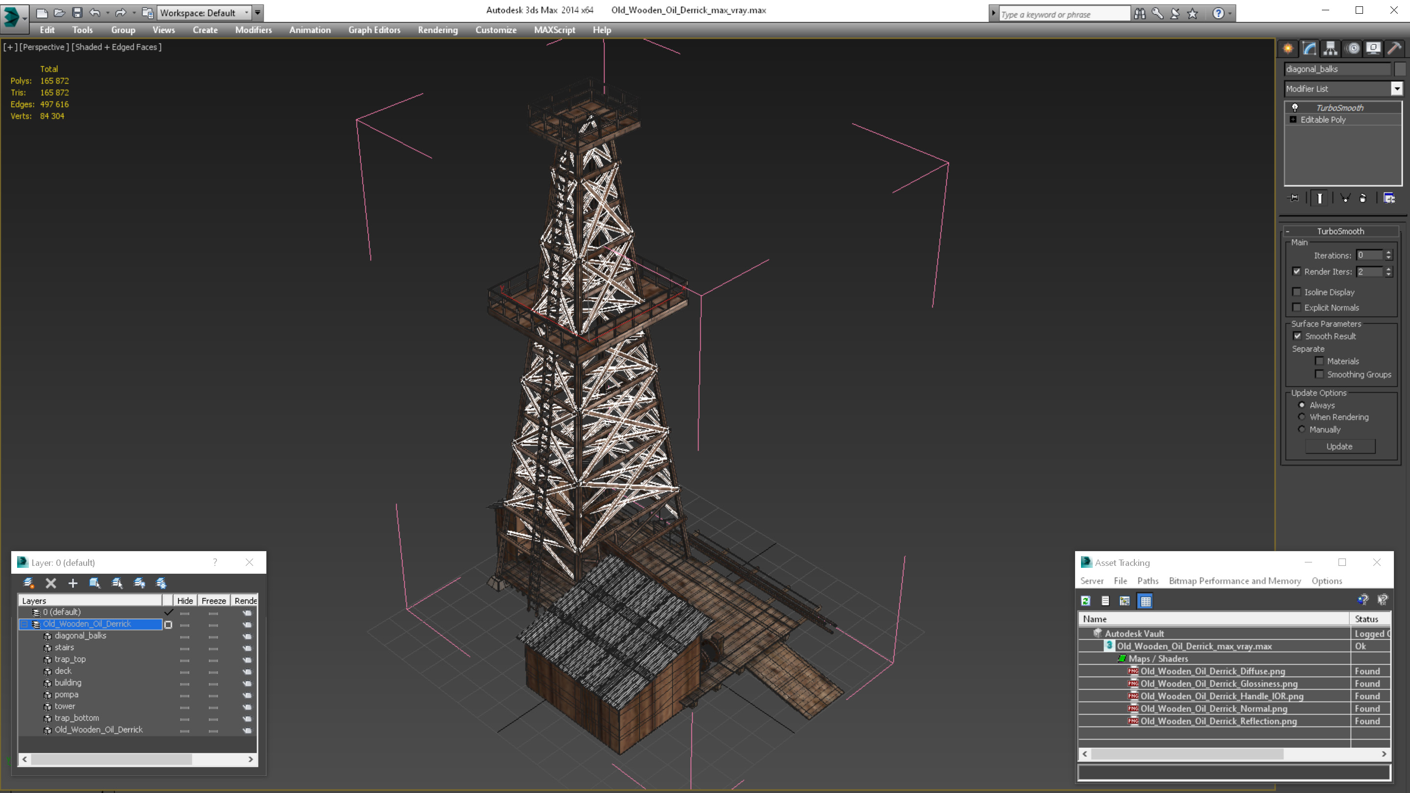 Old Wooden Oil Derrick 3D