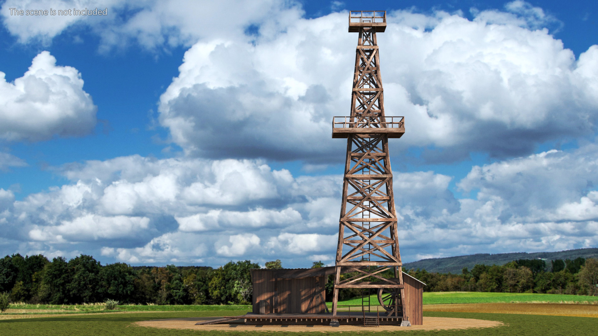 Old Wooden Oil Derrick 3D