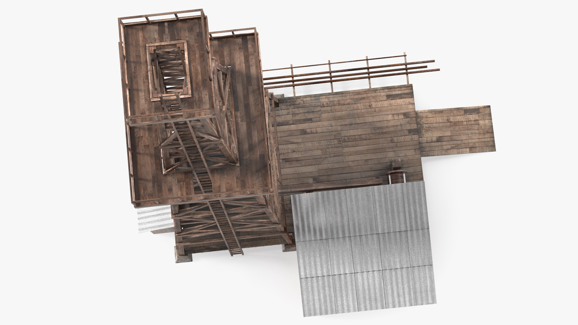 Old Wooden Oil Derrick 3D