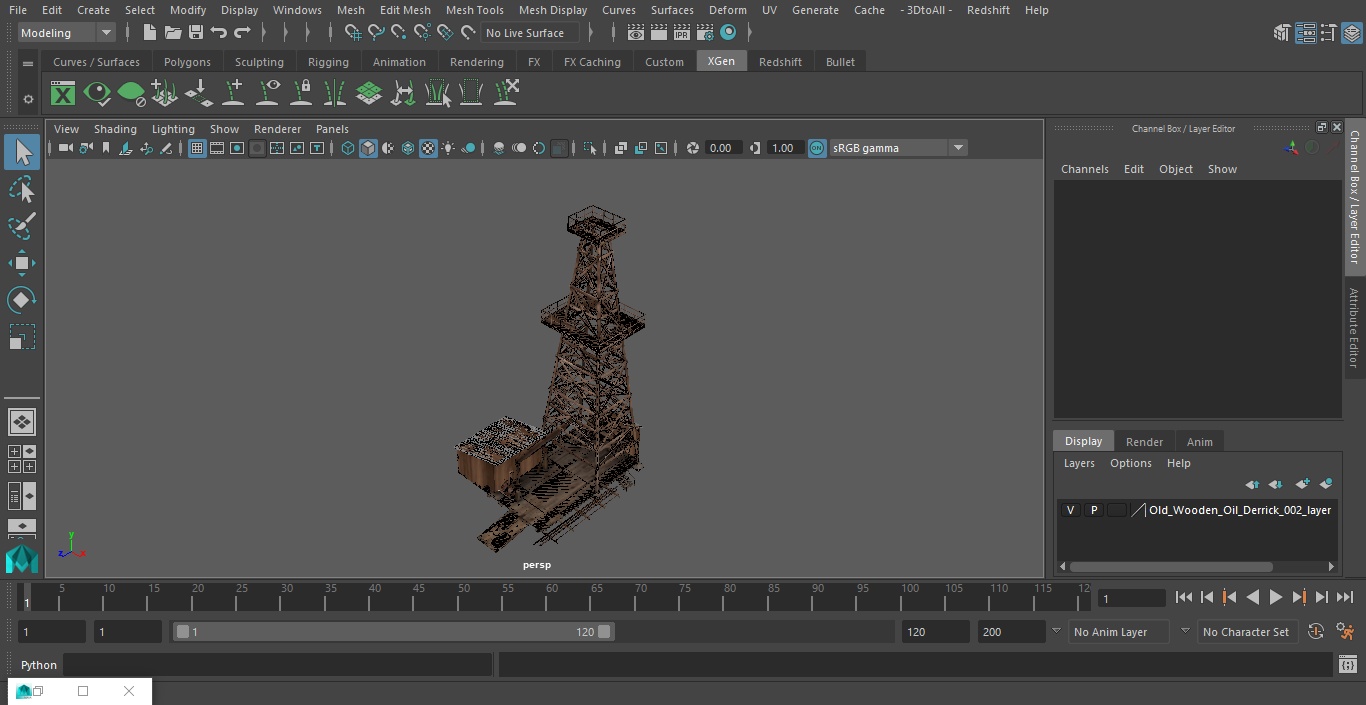 Old Wooden Oil Derrick 3D