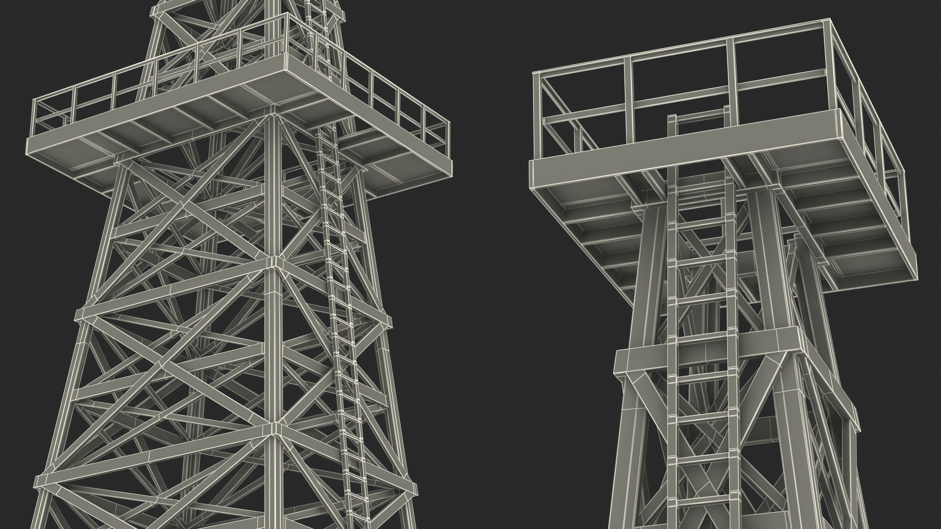 Old Wooden Oil Derrick 3D