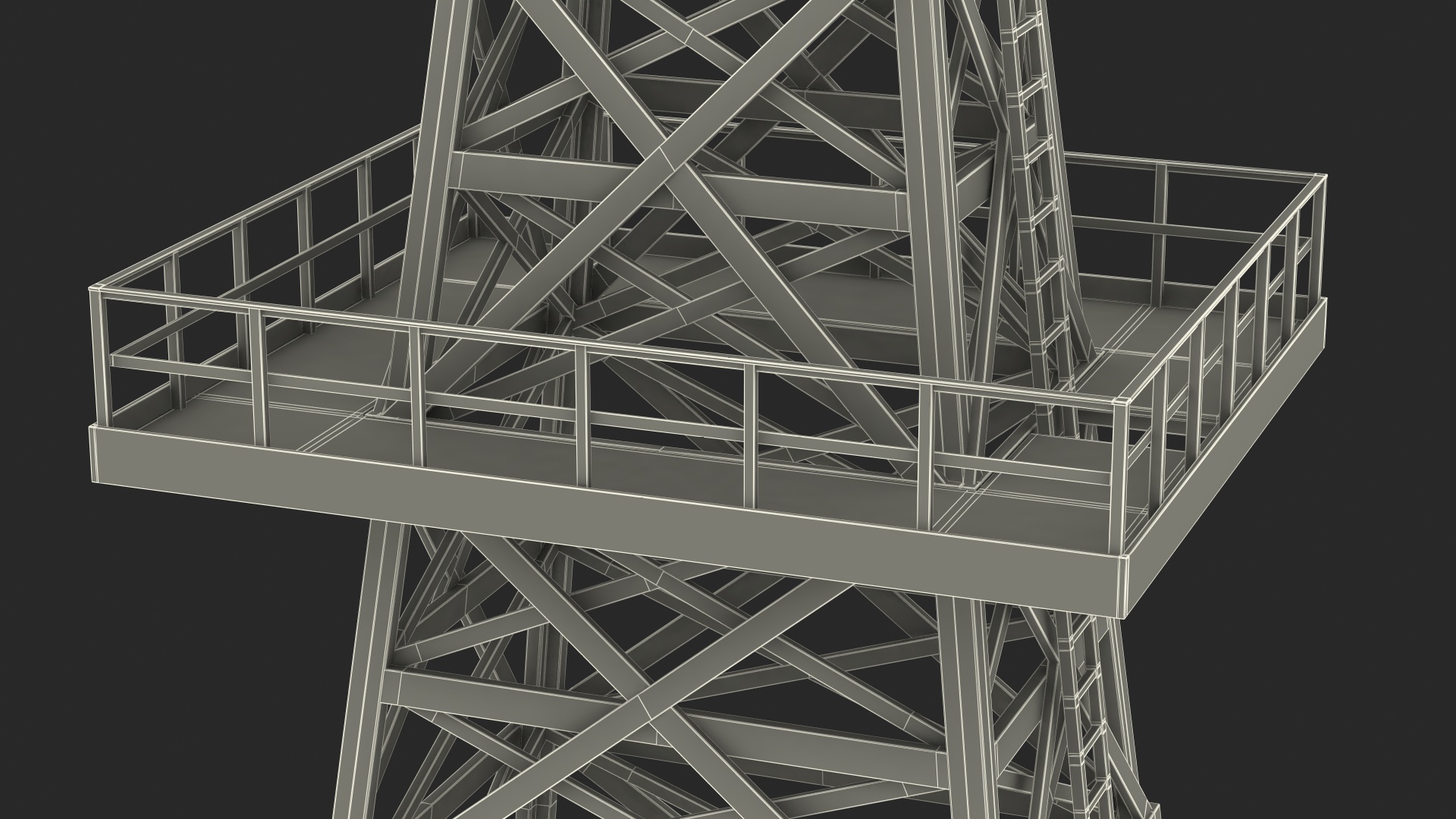 Old Wooden Oil Derrick 3D