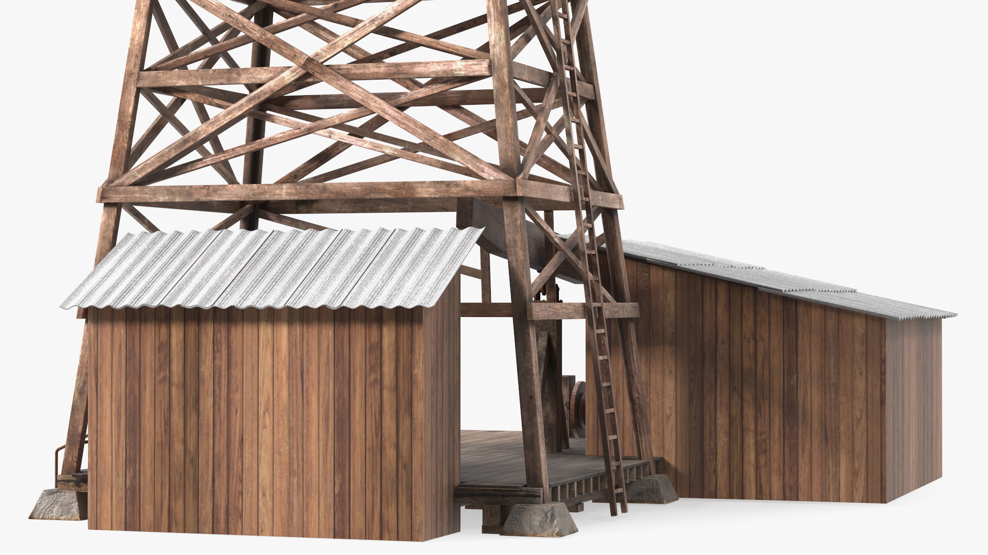 Old Wooden Oil Derrick 3D
