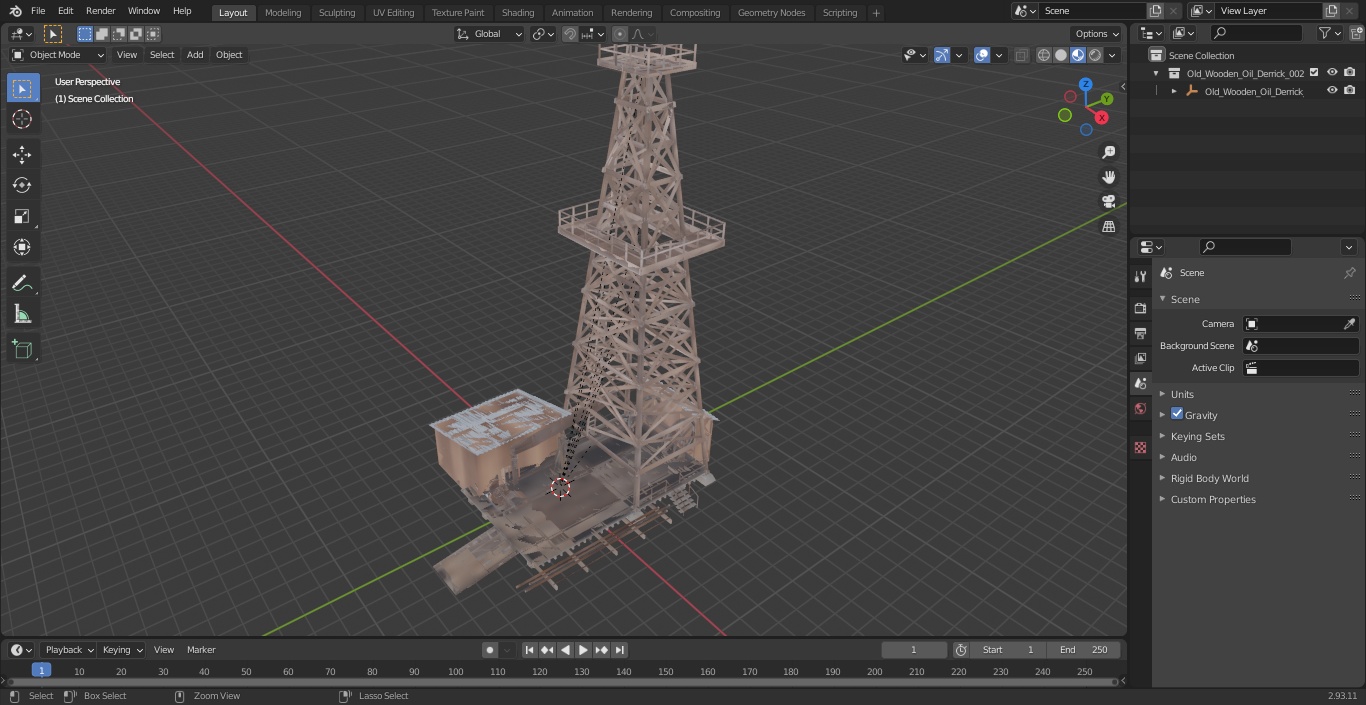 Old Wooden Oil Derrick 3D